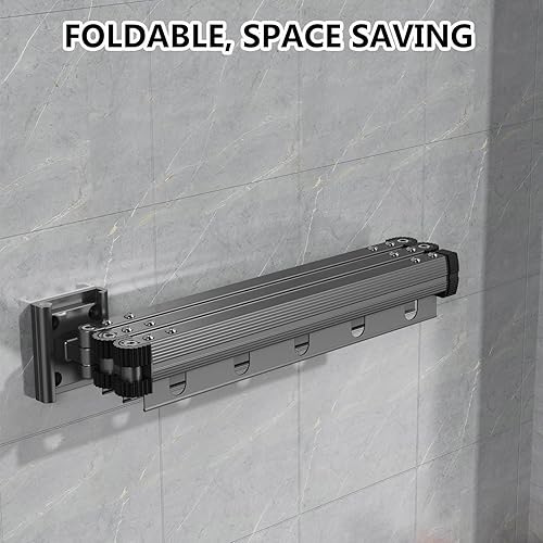 Miniatura 2 de Estante de secado de ropa plegable para colgar en la pared, estante retráctil de secado de ropa para interiores, ahorro de espacio, estante de