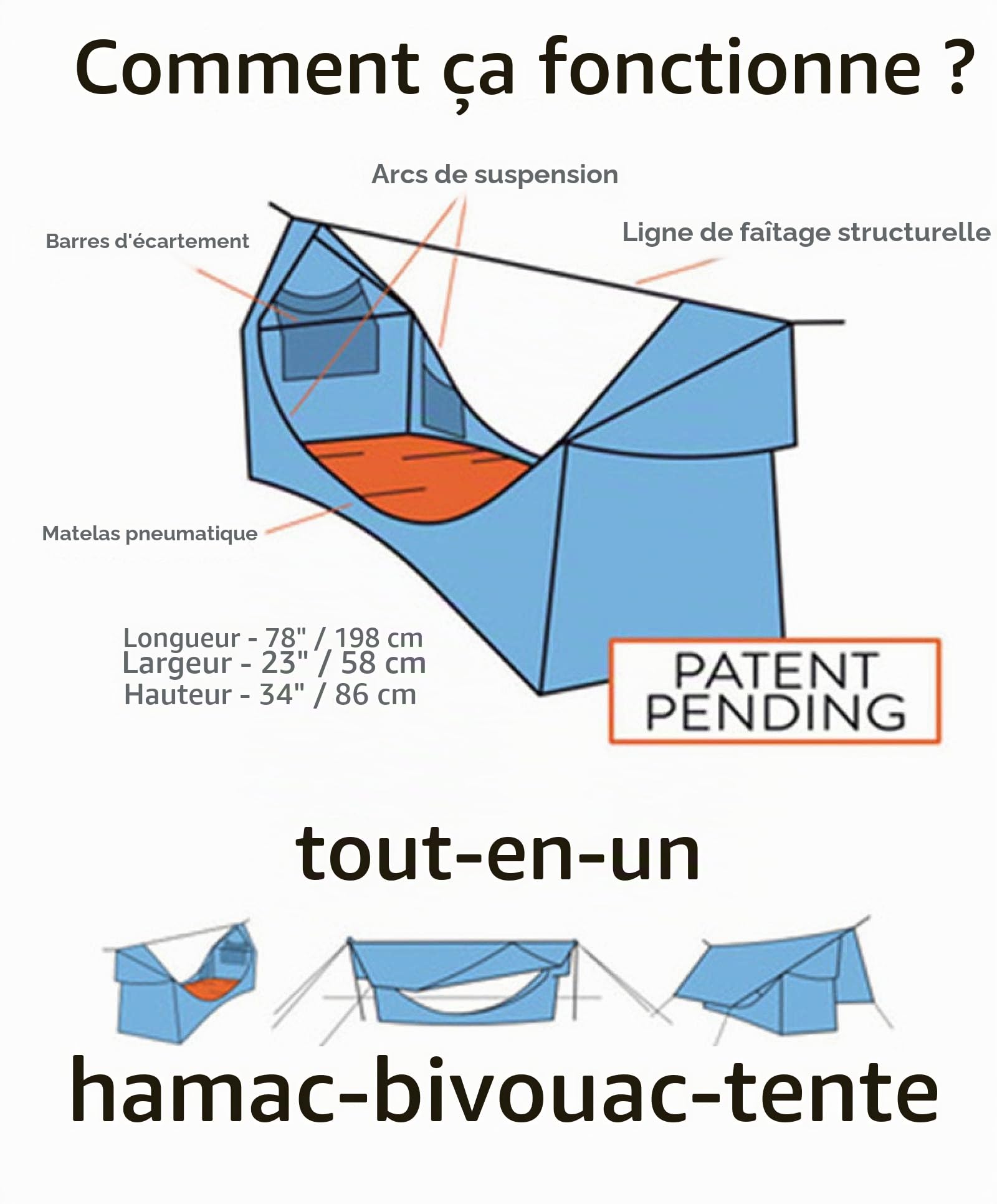 Camping Suspendu Hamac Extérieur Imperméable À l'eau Ombre Villa Jardin Loisirs Sofaa Hamac Qui Peut Allonger À Plat AA