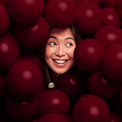 AFTERLOON - Mini globos biodegradables, 100 unidades, color vino tinto de 5 pulgadas, color mate grueso extra fuerte de látex, flotador de helio,