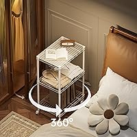 Vista 6 de SINGAYE 3 Small Shelves Storage Shelf Wire Shelving Unit Metal Shelf Adjustable Organizers Storage Shelving with Wheels for Bathroom Laundry Room