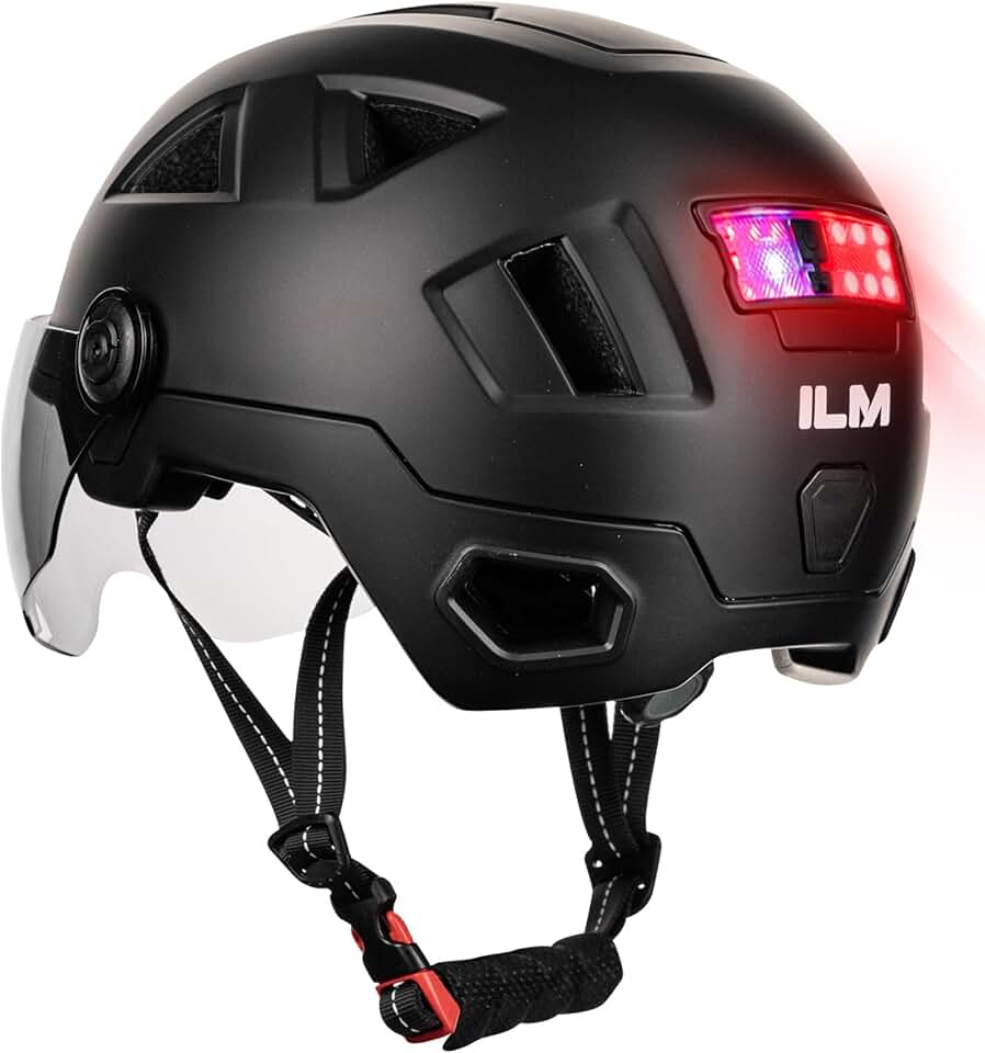 ILM Capacete de bicicleta adulto inteligente com sensor G automático e aviso de freio controle de luz LED capacete de ciclismo de estrada E3-12LS