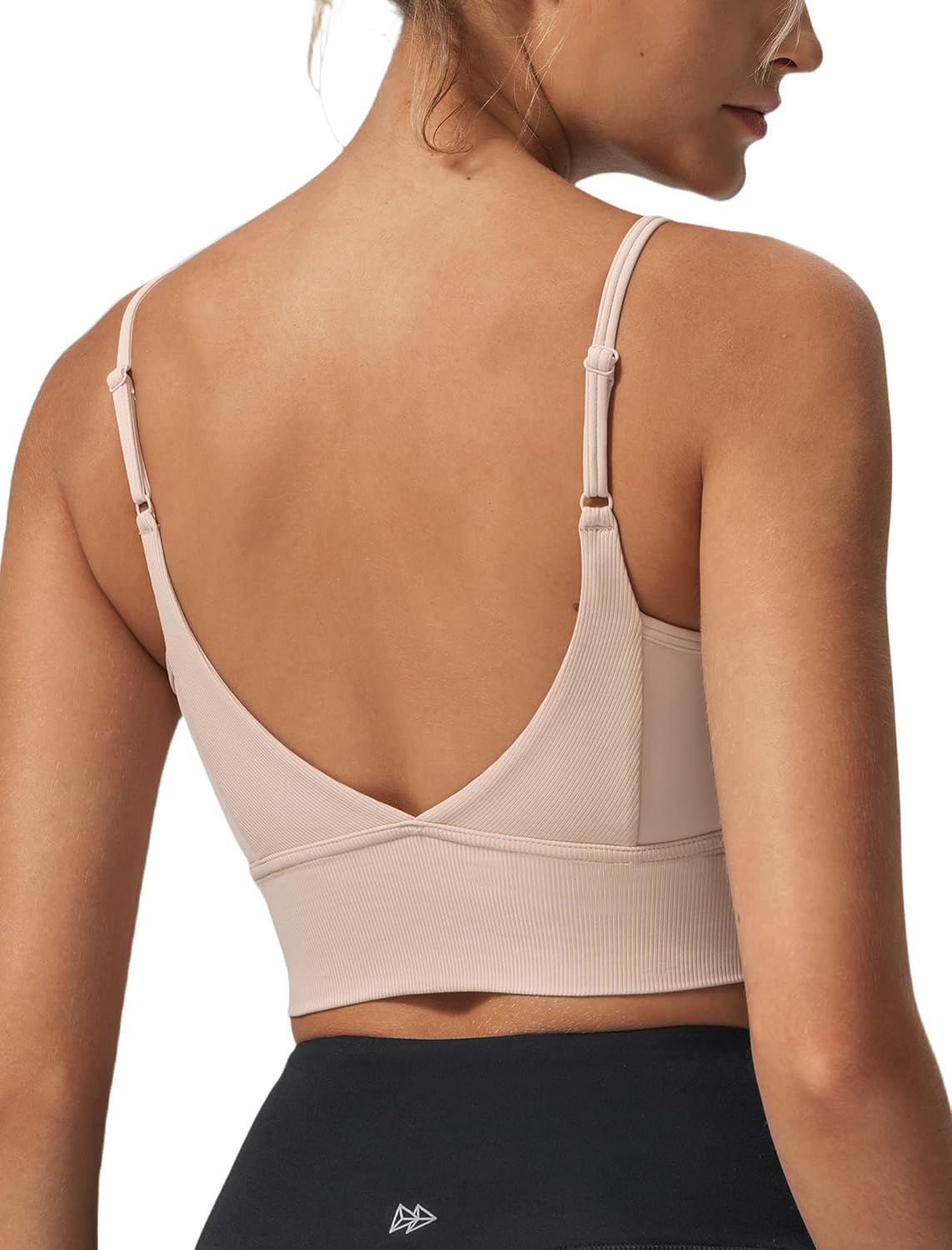 Yvette Adjustable Spaghetti Straps V Back Sports Bras for Women Light Support Padded Wireless Yoga Bra Cropped Tank Top