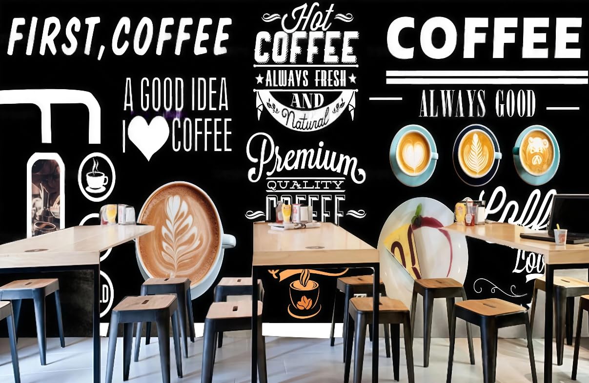 Papier peint tableau noir alphabet anglais café restaurant 250x175 cm