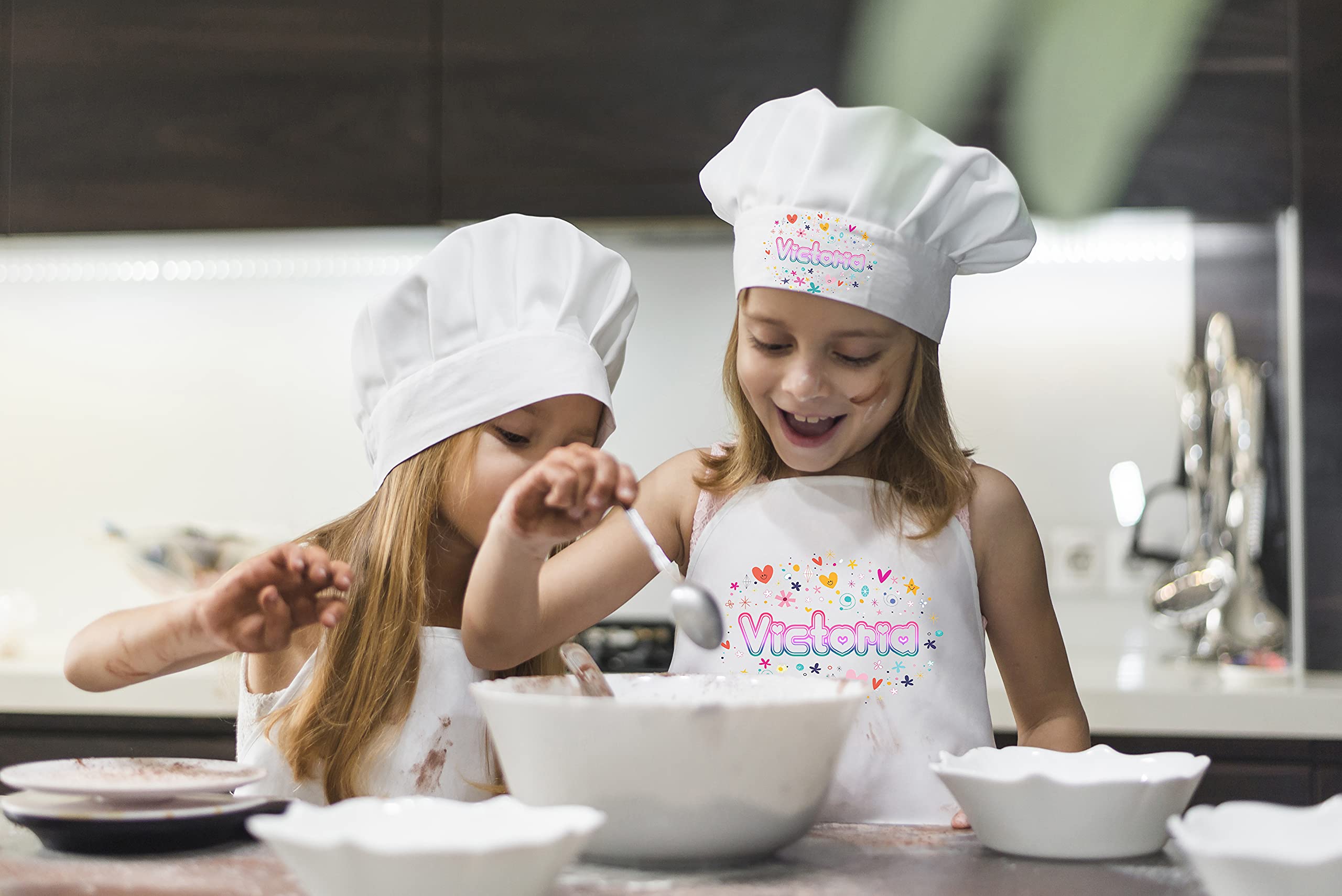 Ferocity Personnalisé de Cuisinier Chapeau avec Un nom pour Enfants avec Texte de Cuisine Ajustable Toque Animaux [099]