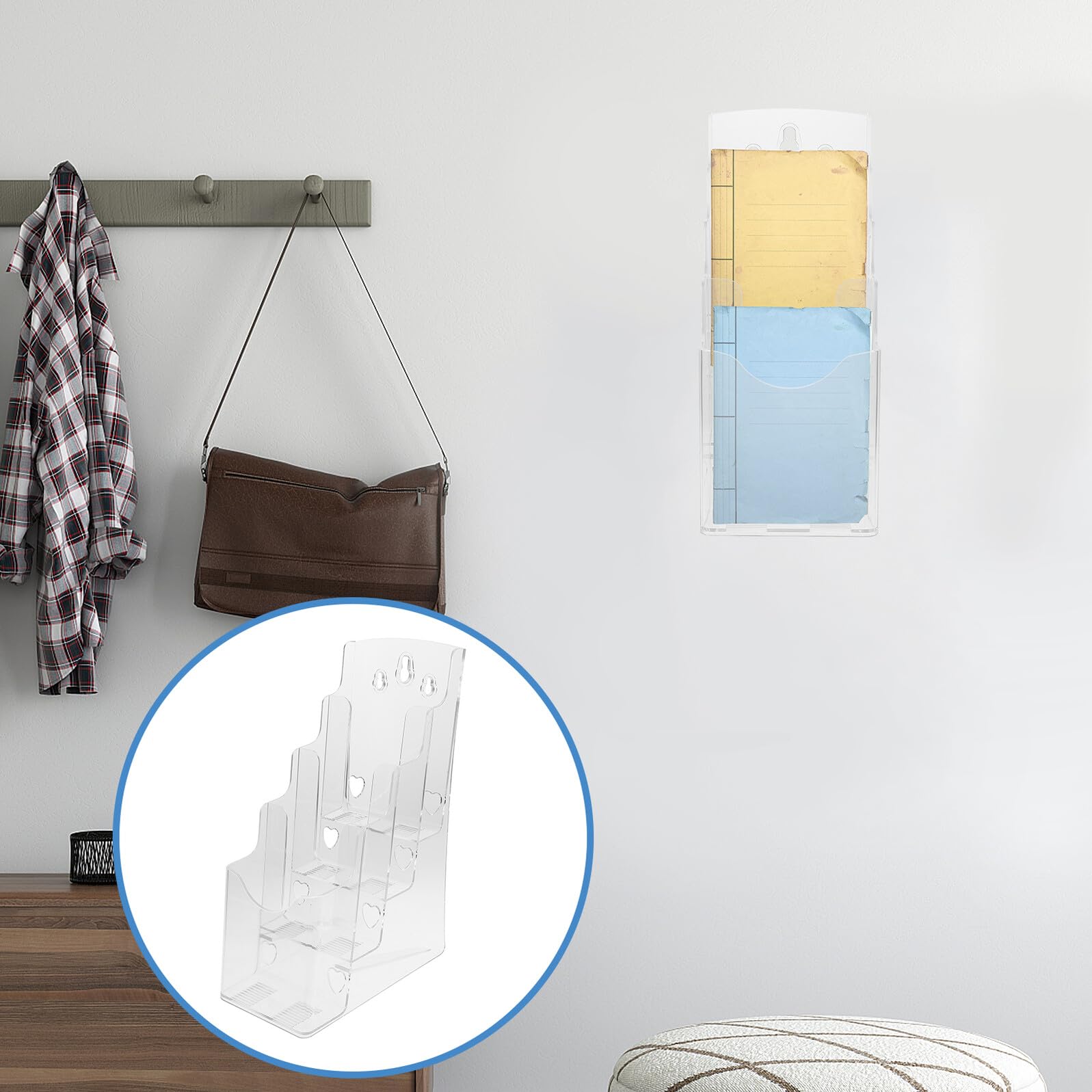 SUPVOX Porta Brochure da Tavolo Trasparente in Acrilico a 4 Livelli Porta Opuscoli da Scrivania Organizer per File Espositore per Volantini da Parete per Ufficio e Uso Professionale