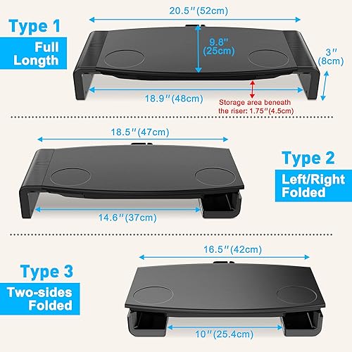 Miniatura 2 de AboveTEK Soporte elevador plegable para monitor con cajón, soporte de monitor de computadora ajustable en altura, soporte para teléfono para PC,