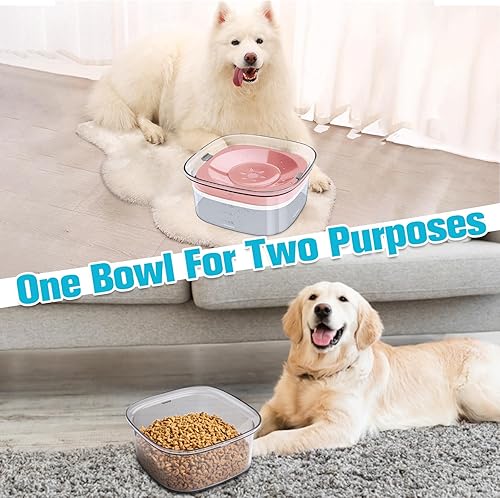 Miniatura 7 de UPSKY Cuenco de agua para perros de 70 onzas, 2 litros, sin derrames, gran capacidad, alimentador de agua lenta, a prueba de derrames, dispensador