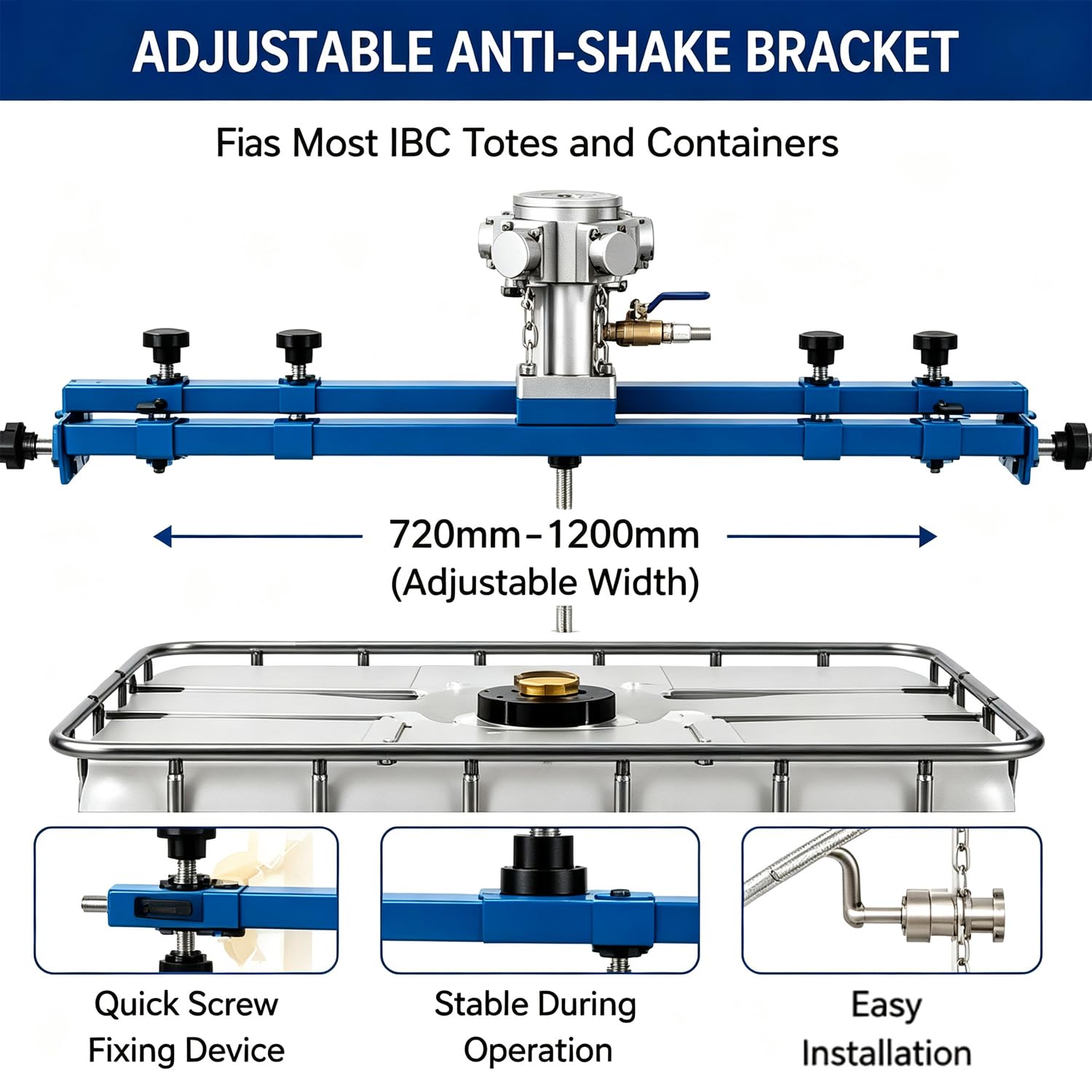 Mezclador neumático industrial, agitador de aire de 1 HP, 0-1300 RPM, impulsor de 250 mm, rango de barra transversal de 720-1200 mm, acero inoxidable de 1 tonelada, ideal para pintura, revestimiento