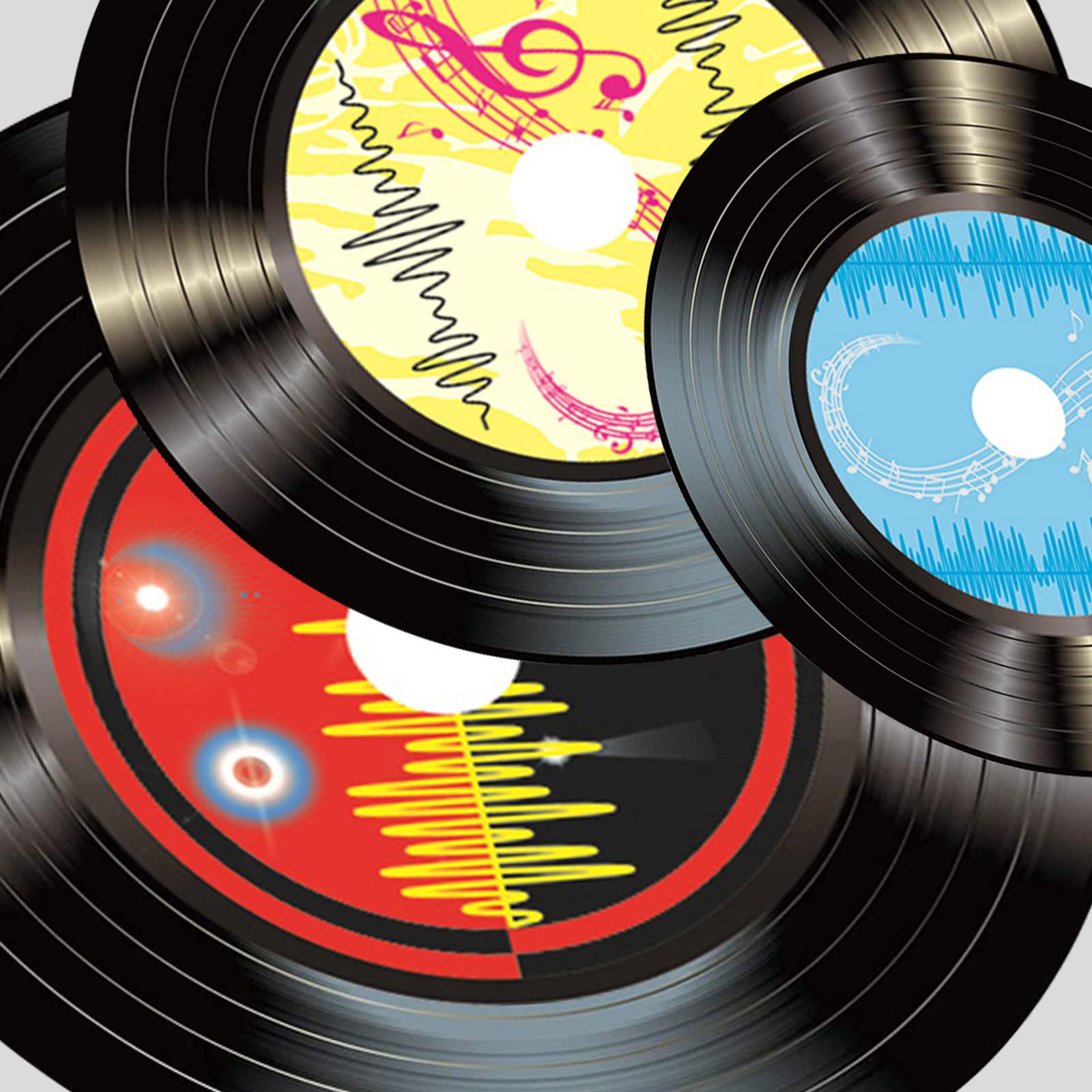 Decorazione da Parete Dischi Vinile 8 Pezzi Rock'N'Roll Anni '50 Nero