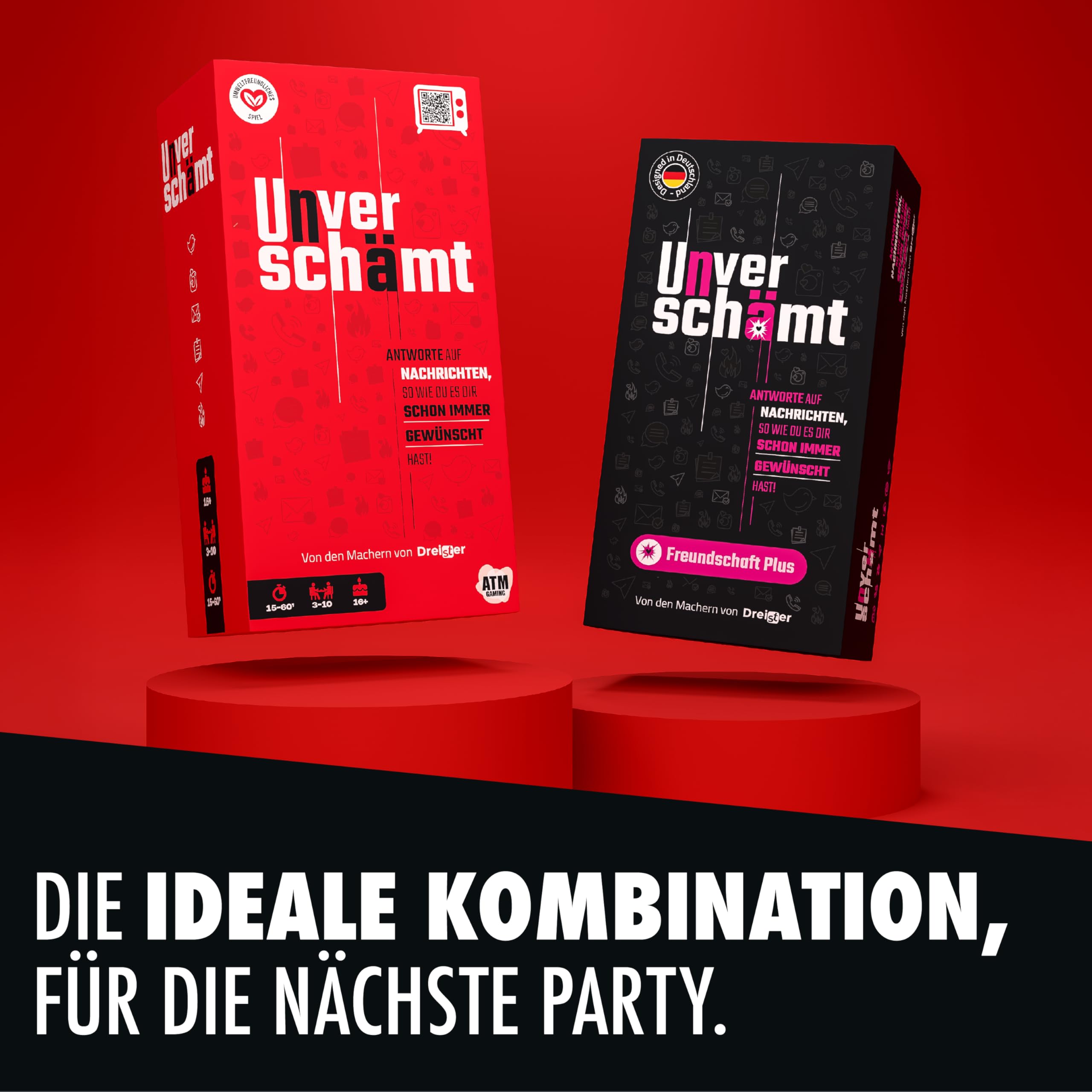 ATM Gaming Unverschämt - Das Original + Freundschaft Plus Set - Gesellschaftsspiele für Erwachsene - insgesamt 960 Karten - Lustige Spiele für Erwachsene - Geschenkidee - Partyspiele-Set