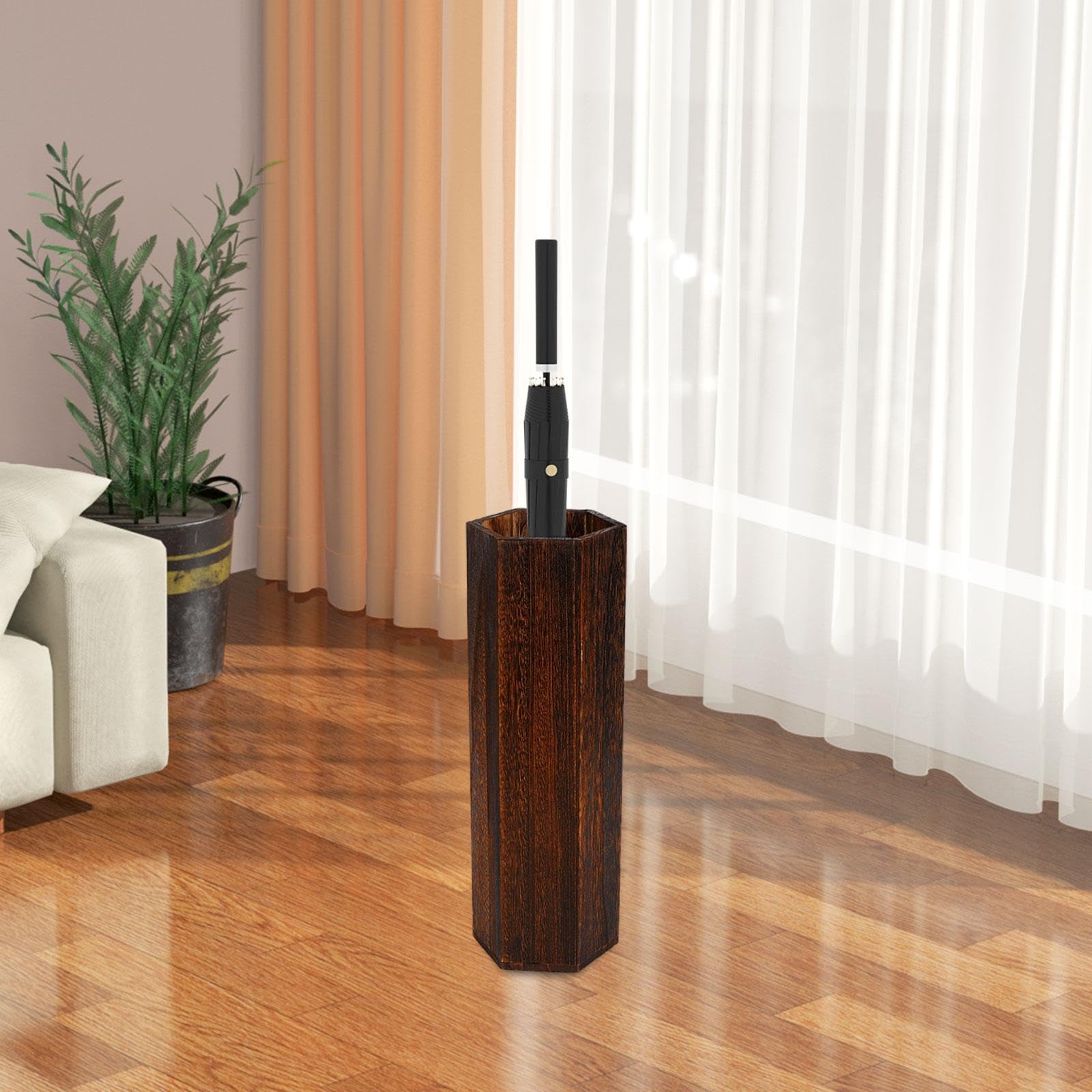 Portaombrelli in Legno Massello Da Fattoria 16,5 * 14,5 * 49 Cm, Secchio per Ombrellone Di Grande Capacità, Presenta Una Miscela Unica Di Elementi Di Design Retrò Scandinavi E Giapponesi