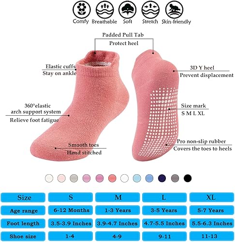 Miniatura 2 de Dicry - Calcetines antideslizantes de tobillo para niños pequeños, con agarre antideslizante para bebés, niños y niñas
