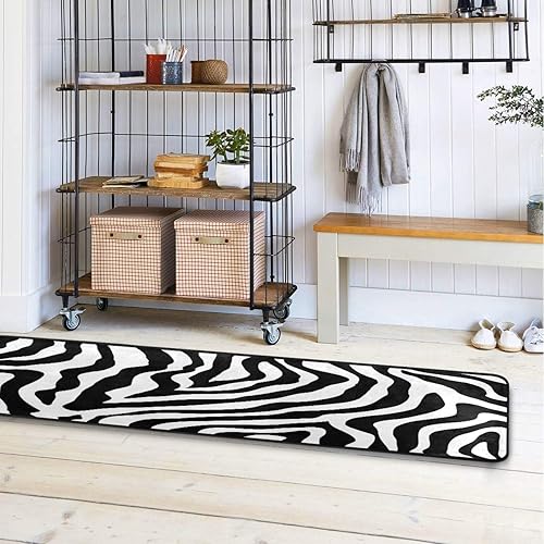 Miniatura 7 de Alfombra de pasillo con estampado de cebra, moderna, antideslizante, para pasillo, entrada, alfombra larga para sala de estar, dormitorio (2 x 6