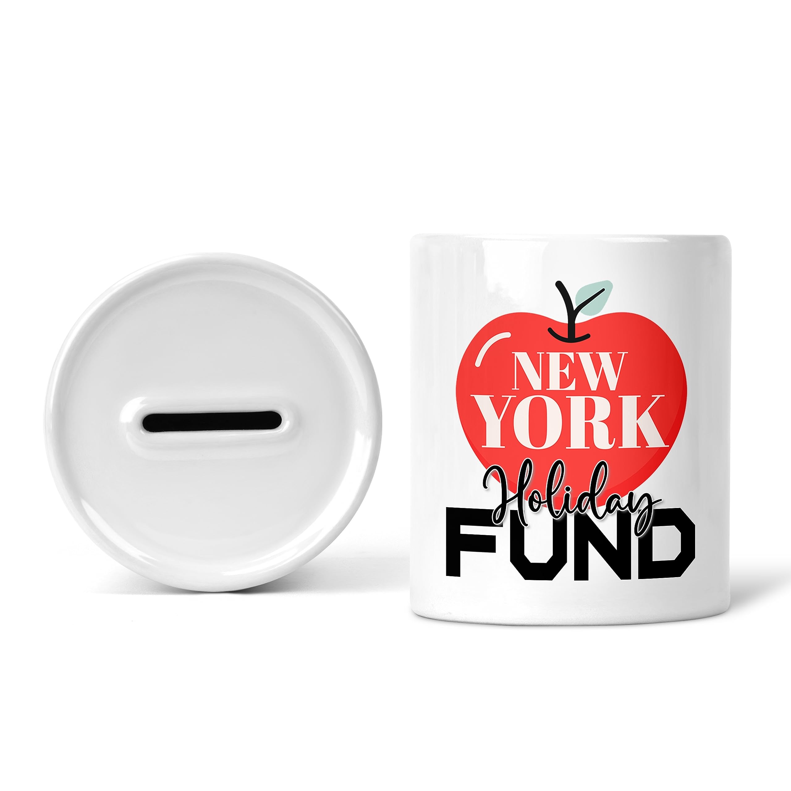 Rib Ticklerz White - Money Box New York Fund Piggy Bank Savings Jar Travel Travelling Holiday Saving Pot Novelty Gift Birthday Present Colleague Secret Santa - Mb23