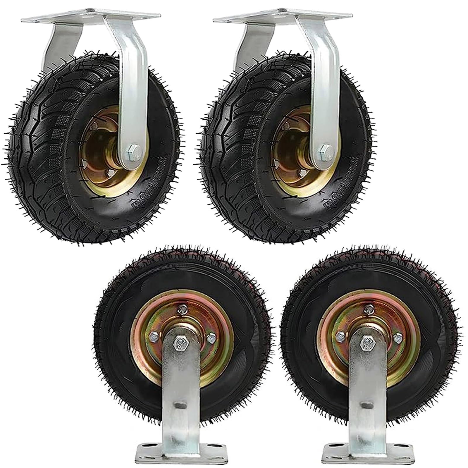Roulettes industrielles 4 pcs pour éliminer les crevaisons de brouette