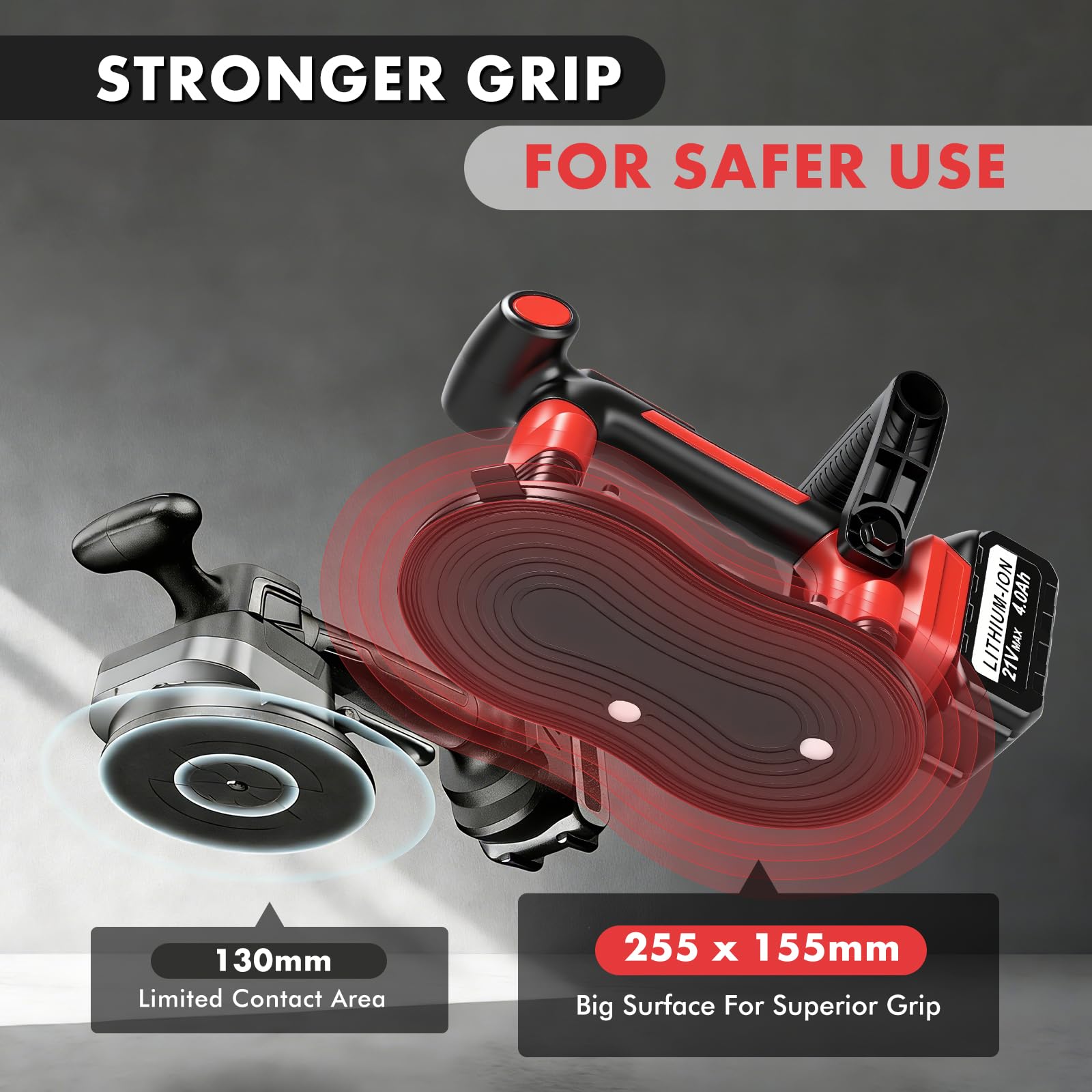 2 in 1 batteria vibrante per piastrelle e ventose con batteria, 200 kg (440 lbs), potenza di aspirazione regolabile a 9 marce, vibratore per piastrelle, vetro, marmo, ventosa 255 x 155 mm