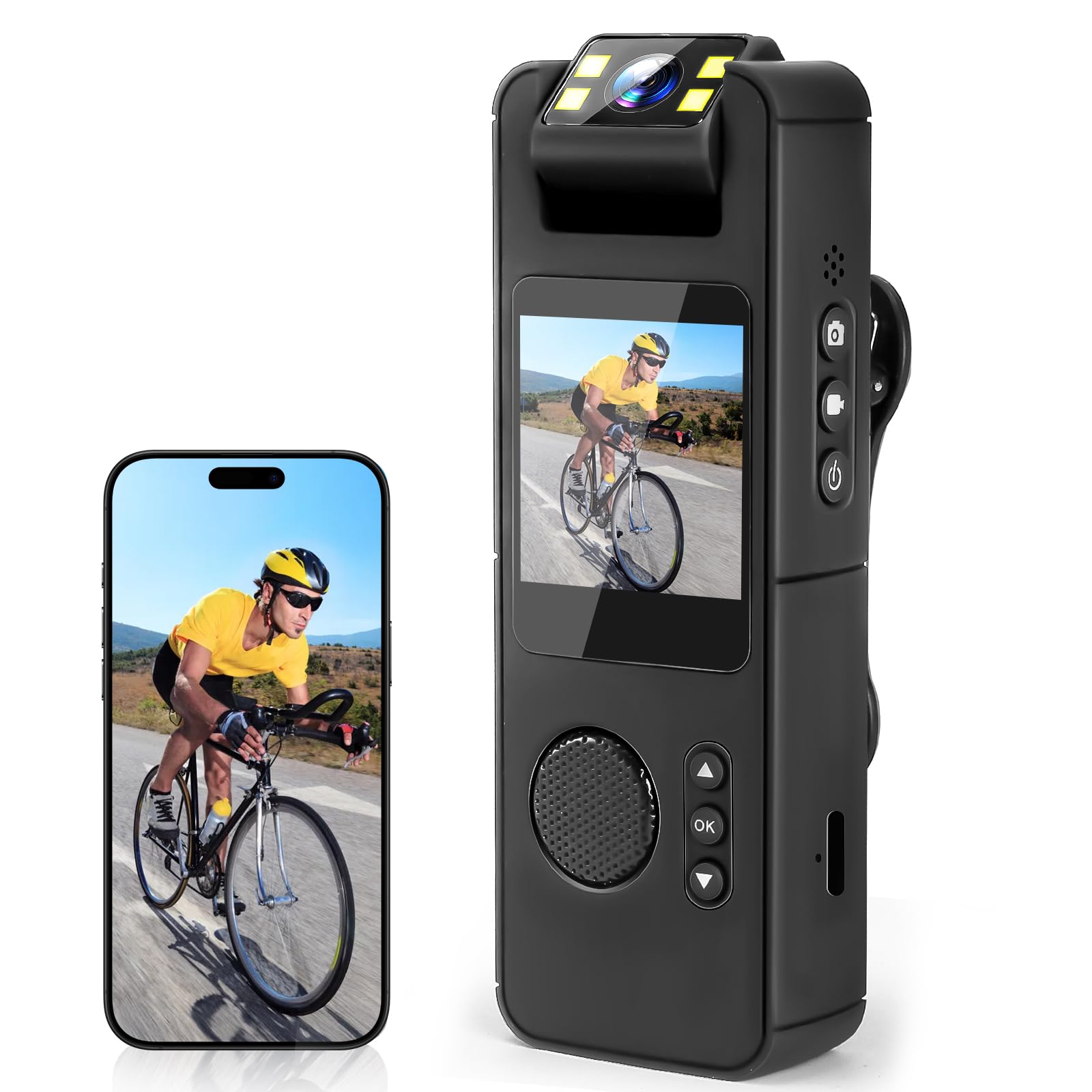Hersance Body Cam 1080P Con 128GB – Grandangolo 180° E Visione Notturna – Per Sicurezza, Polizia, Outdoor E Consegne
