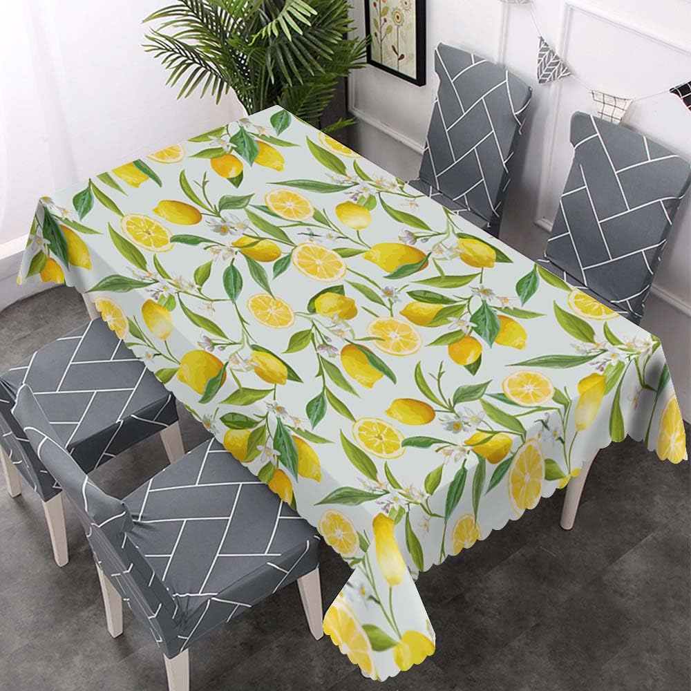 Walmsco Tablecloth Green Leaves Yellow Lemon Decor For Dining Room Kitchen Rectangular Table Cover 132 * 178cm - Image 3