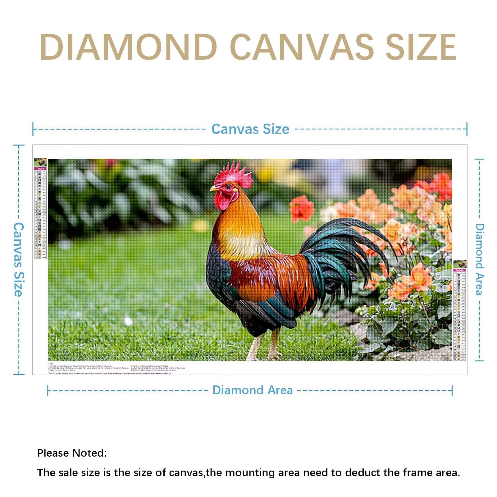 Diamond Painting Adultos Animal Pintura Diamante, Pollo Diamond Painting 5D Completo, DIY Cuadrado Bordado Punto de Cruz Cuadros de Diamantes Kit para Decoracion Hogar, Regalo Mujer 160x80cm 0J-796