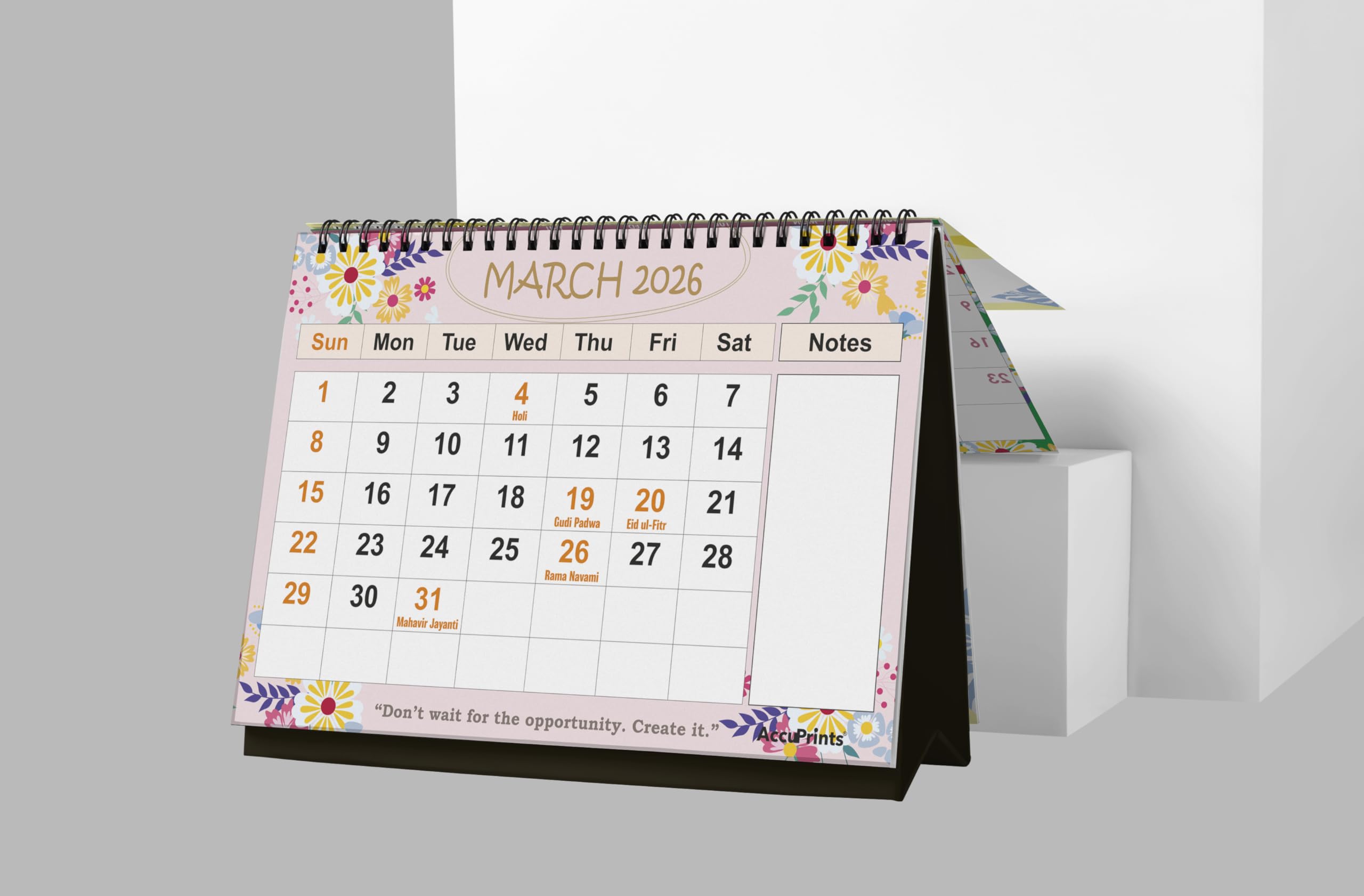 AccuPrints Calendario da scrivania 2025, formato grande, 14,7 x 20,8 cm, con spazio per segni/note, scrivania con fiori verdi