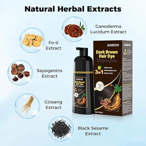 Miniatura 10 de JUANCHI Champú para cobertura de cabello gris - Fórmula herbaria 3 en 1 para mujeres y hombres, 16.9 fl oz (negro)