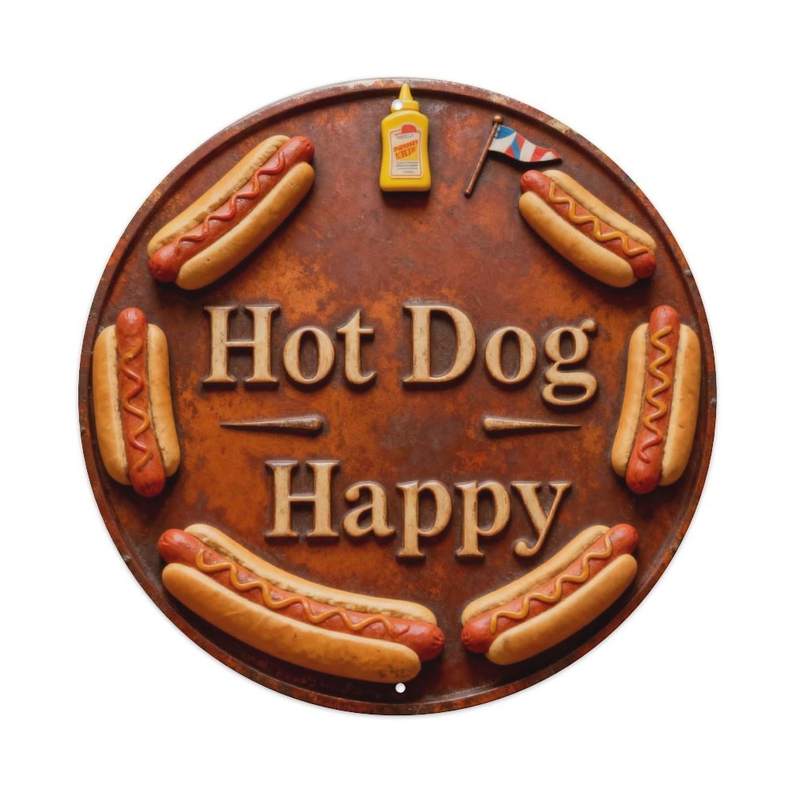 Hot Dog Happy Metal Tin Sign Plaque