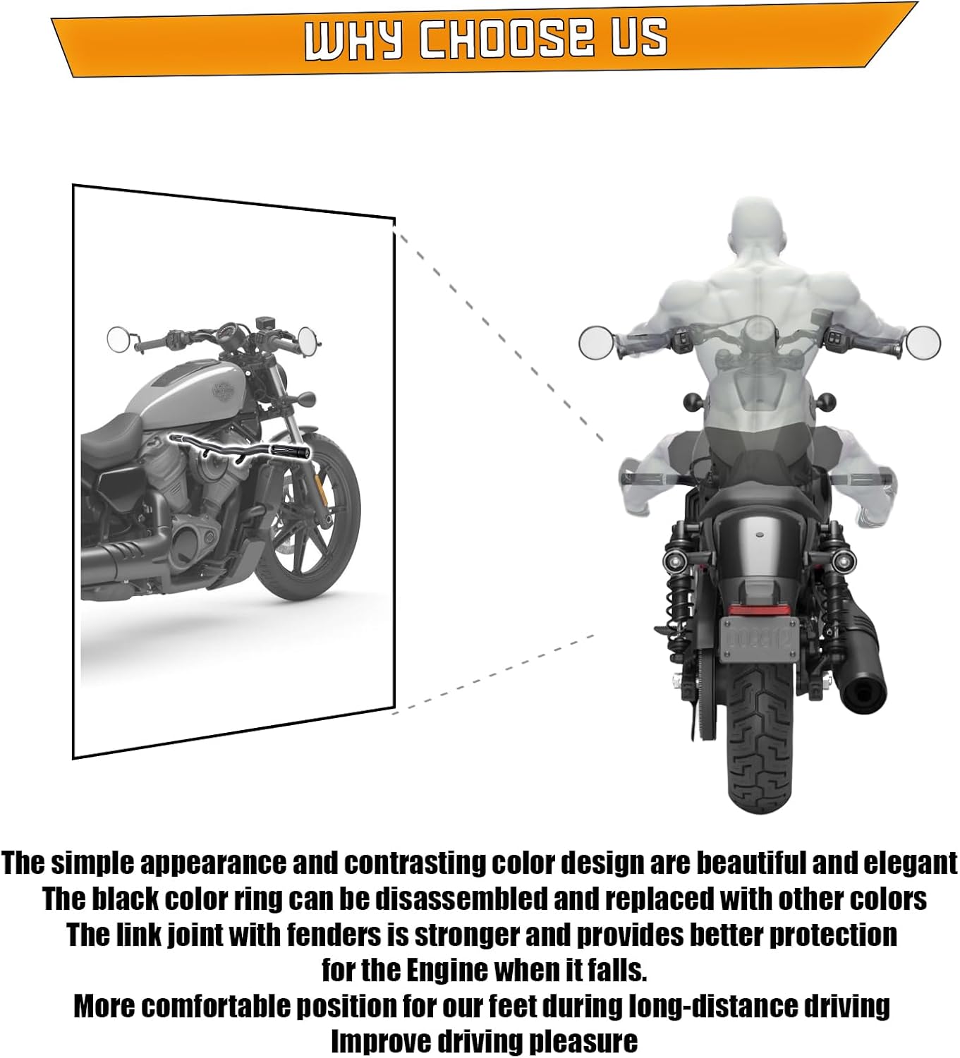 Flat-Out Crash Bar Engine Guard Highway Freeway Bar for Harley Davidson Sportsters Nightster H1250S RH975 (Black)