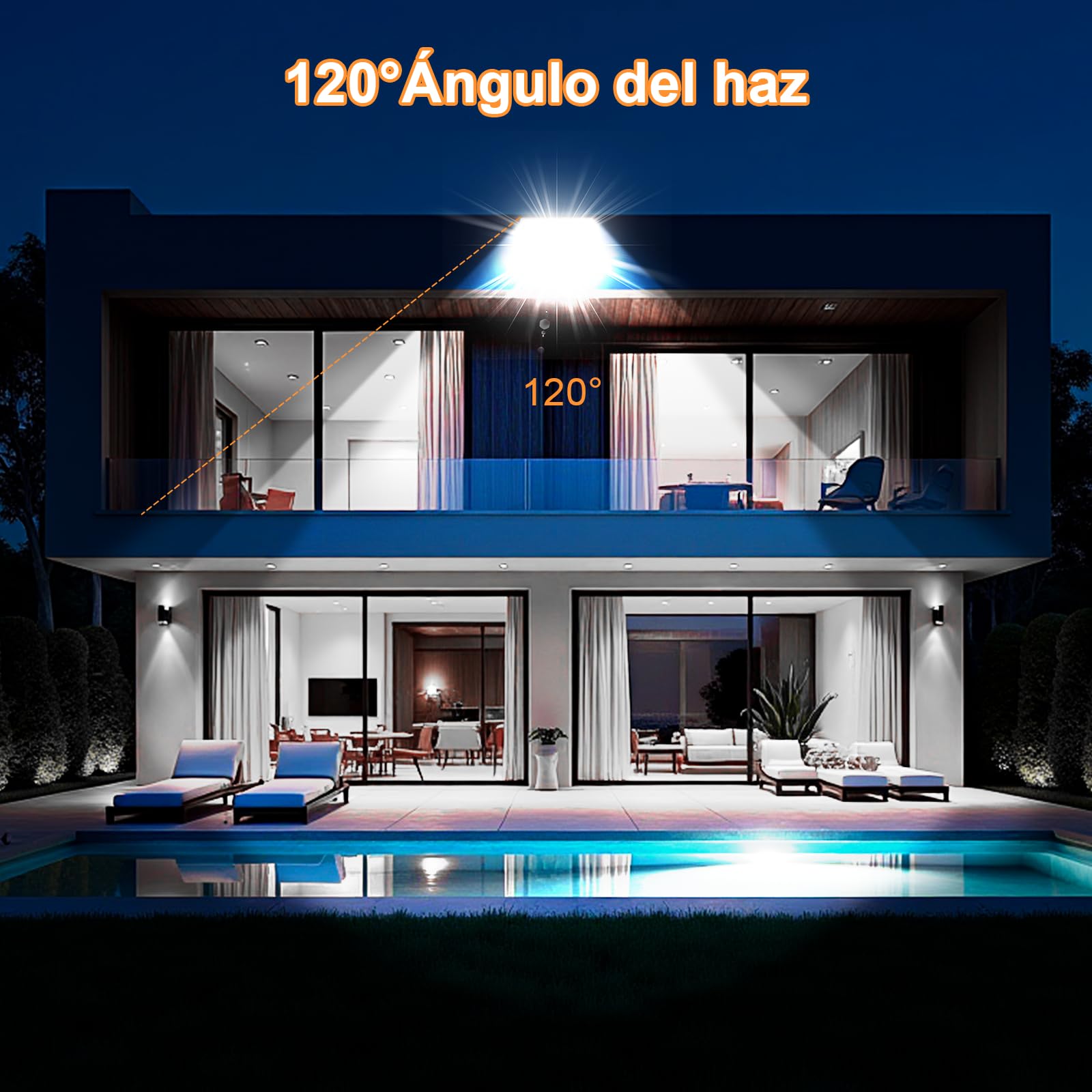 CREATESTAR Foco LED 150W 2 piezas, 14750LM 6500K Proyector LED Exterior,IP66 Impermeable 192 LEDs Super Brillante,Potente foco exterio para Jardín,Garaje, Terraza,Patio Trasero