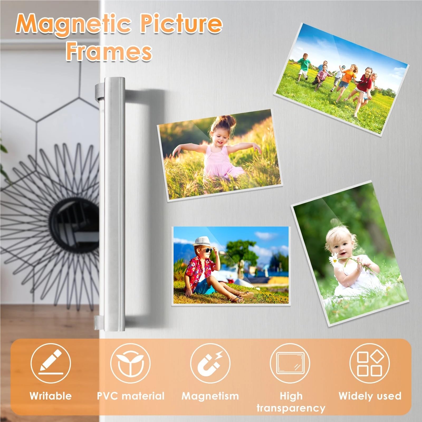 magnetyczne ramki na zdjęcia, Ramki na zdjęcia do lodówki pcv z obramowaniem 4x6 cali białe 12-24 szt(24pcs)