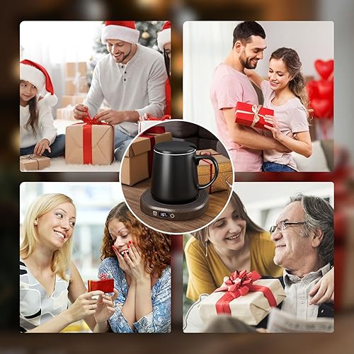 Miniatura 6 de Juego de calentador de taza de café y taza para escritorio, apagado automático inteligente, calentador eléctrico de tazas para oficina y hogar, 4