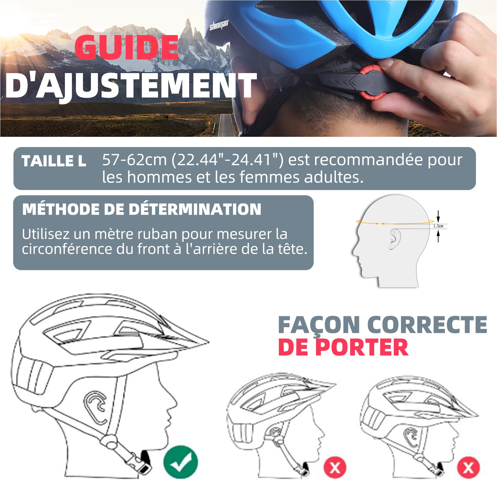 Shinmax Casque de Vélo LED Magnétique Sécurité Écran Amovible Visière Ski Snowboard NR-096