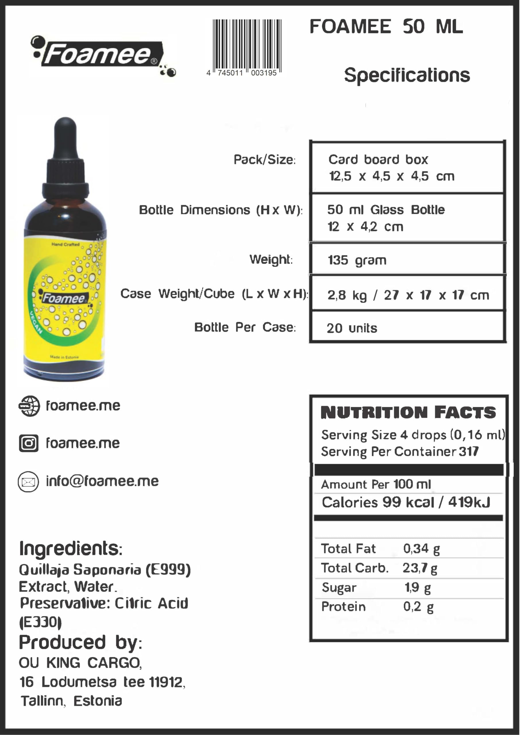 6 Pack Foamee Veganer Cocktail Schaumbildner 50 ml