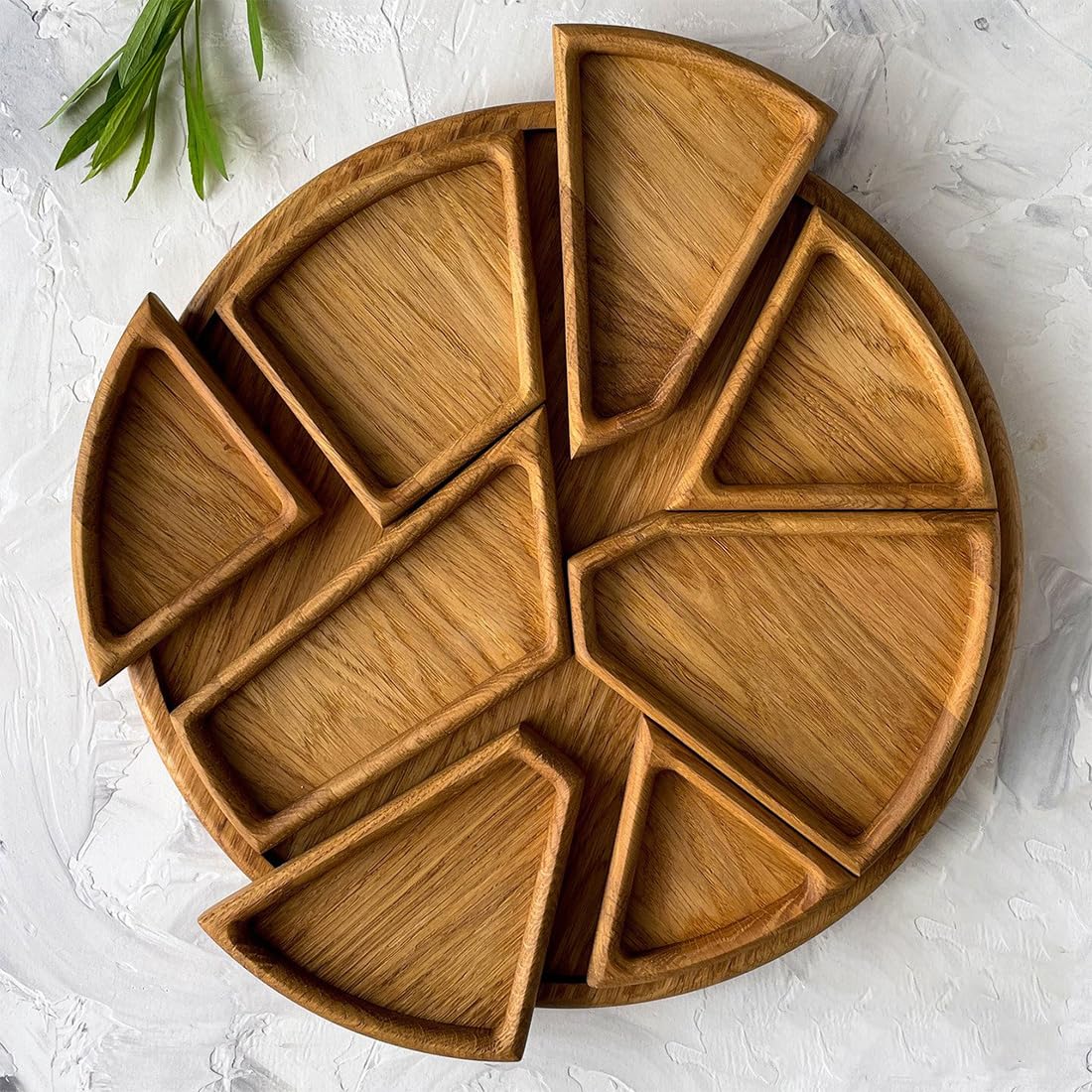 Charcuterie Board - Bandeja de madera de roble, compartimentos extraíbles para frutas, aperitivos y queso, ideal para Navidad, fiestas y reuniones en la sala de estar