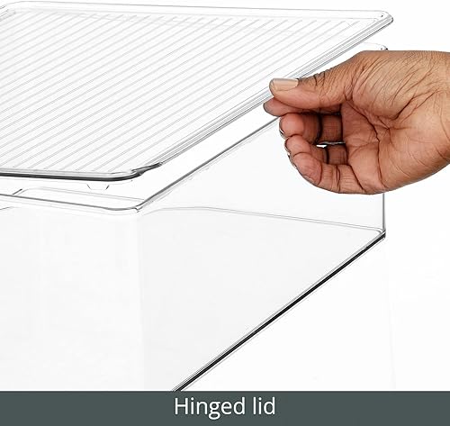 Vista 6 de mDesign Contenedor apilable de plástico con tapa adjunta para habitación de los niños, sala de juegos, guardería para organizar juguetes