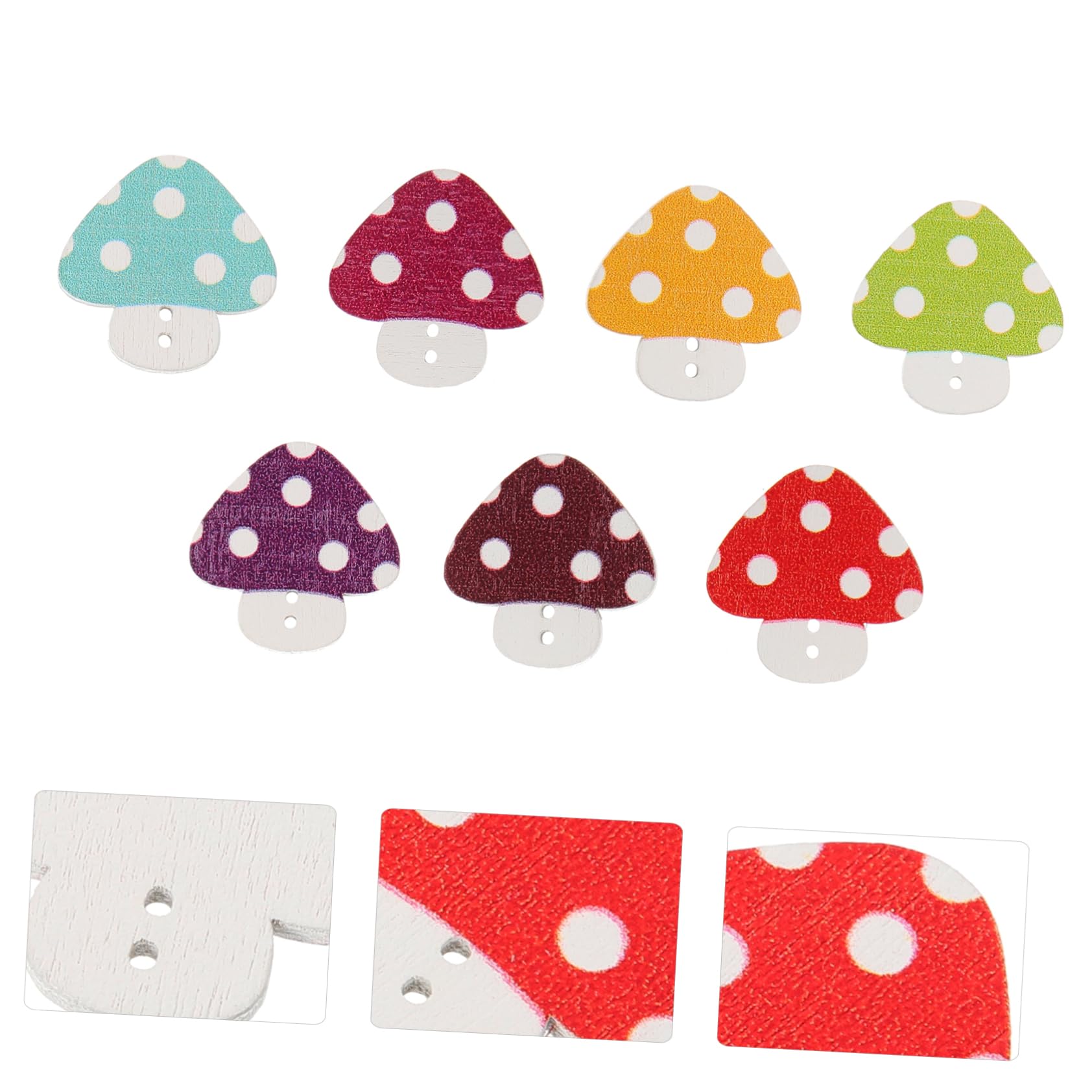 SHINEOFI 50pcs Mushroom Buttons Mini DIY Buttons DIY Clothing Manual Clothing Hats Sewing Coat Retro Decor Wood Painted Accessories - Image 2