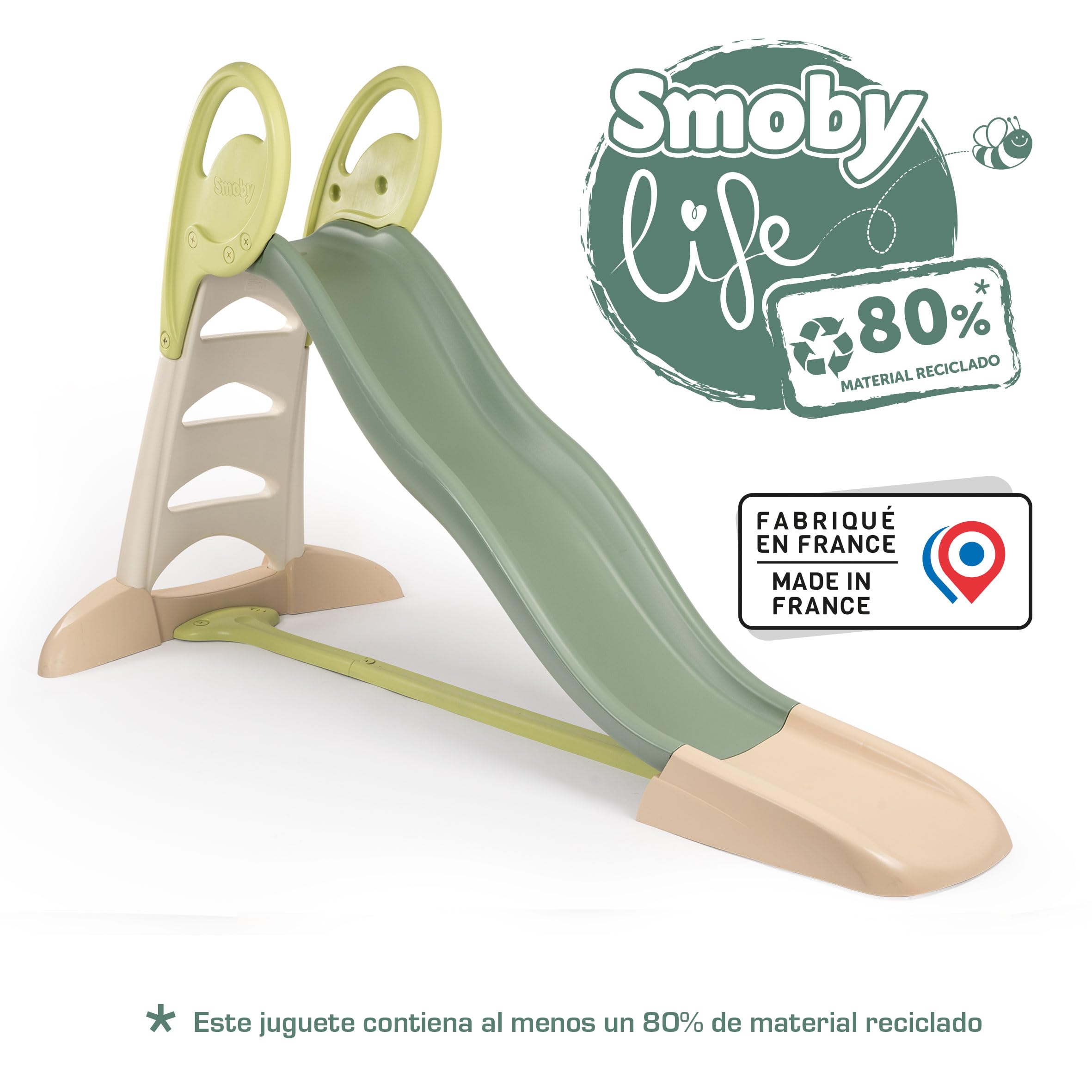 Smoby Life - Tobogán XL de Doble Onda – Tobogán Grande con Conexión de Agua, 2,30 Metros de Largo, con Caño Deslizante, Refuerzo, Material Reciclado y Proteccion UV,a Partir de 3 Años (7600820304)