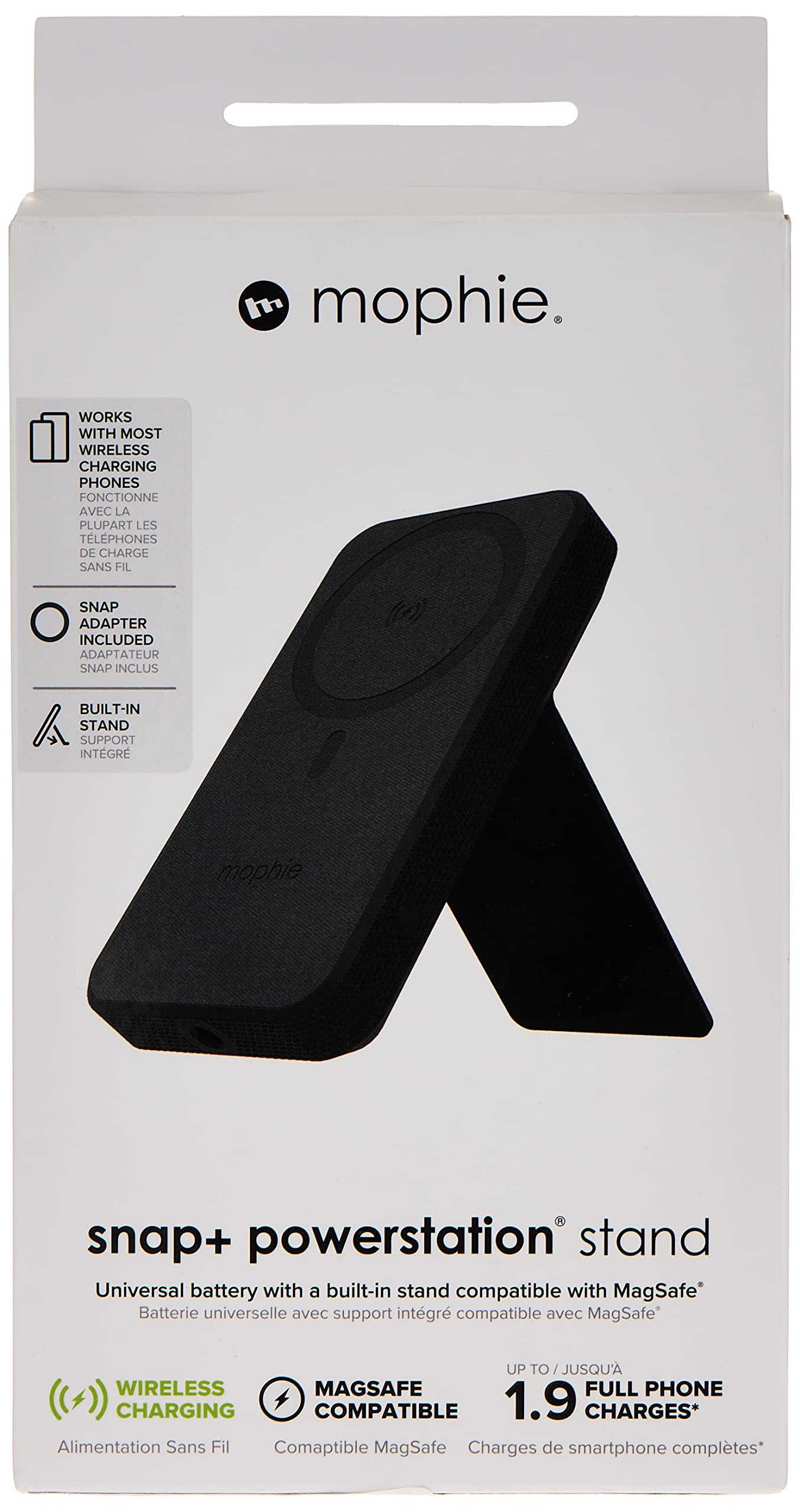 ZAGG mophie Snap+ Powerstation Stand, Batterie sans Fil magnétique et Portable, Compatible avec MagSafe, Batterie Interne 10 000 mAh, Noir