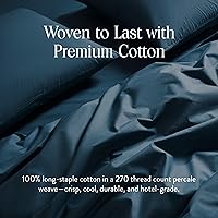 Vista 3 de Brooklinen Funda de edredón de percal de lujo, 100% algodón, fresca, nítida, lazos de esquina extralargos, cierre de botones, suave y transpirable