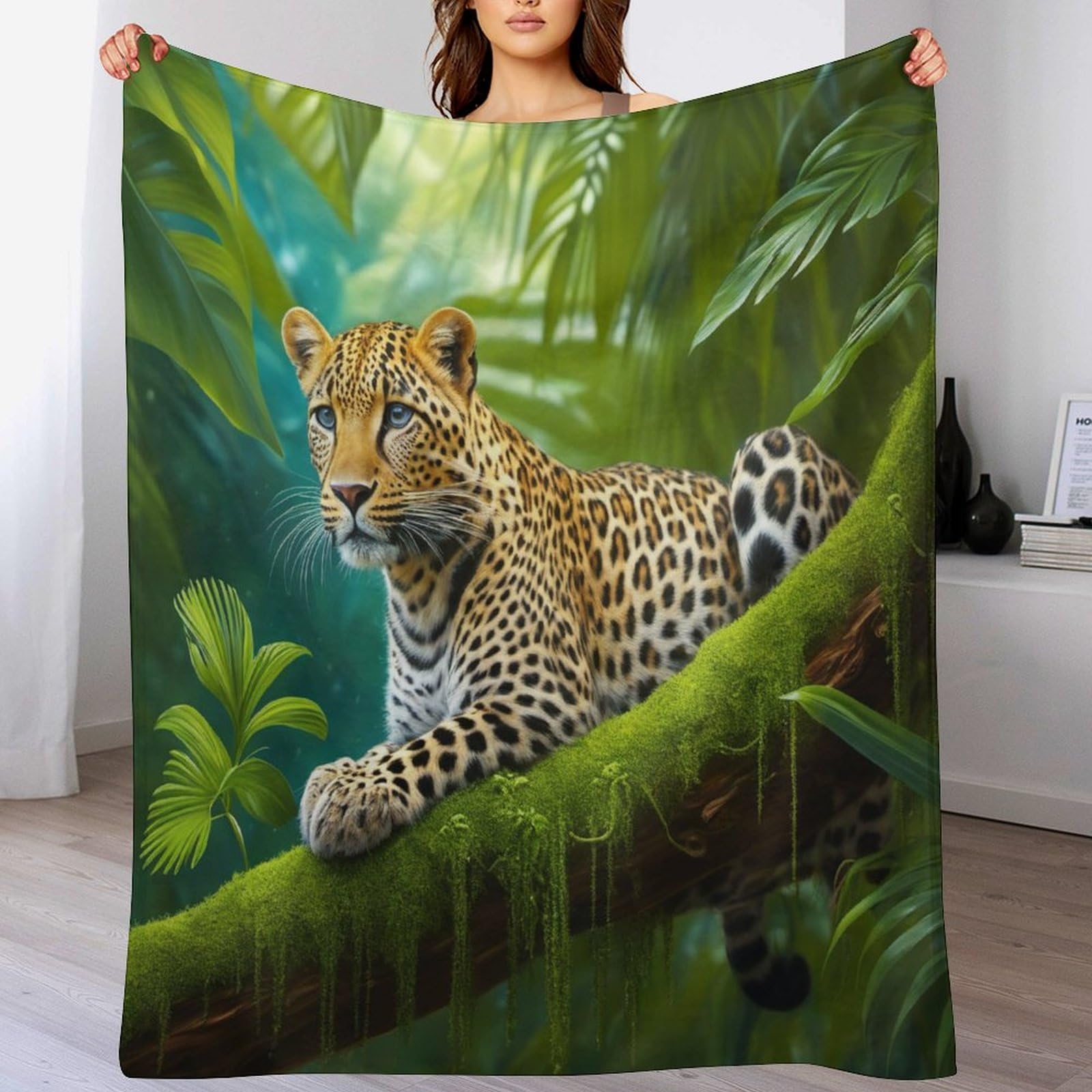 Couverture polaire en flanelle de qualité supérieure motif guépard 180x200 cm
