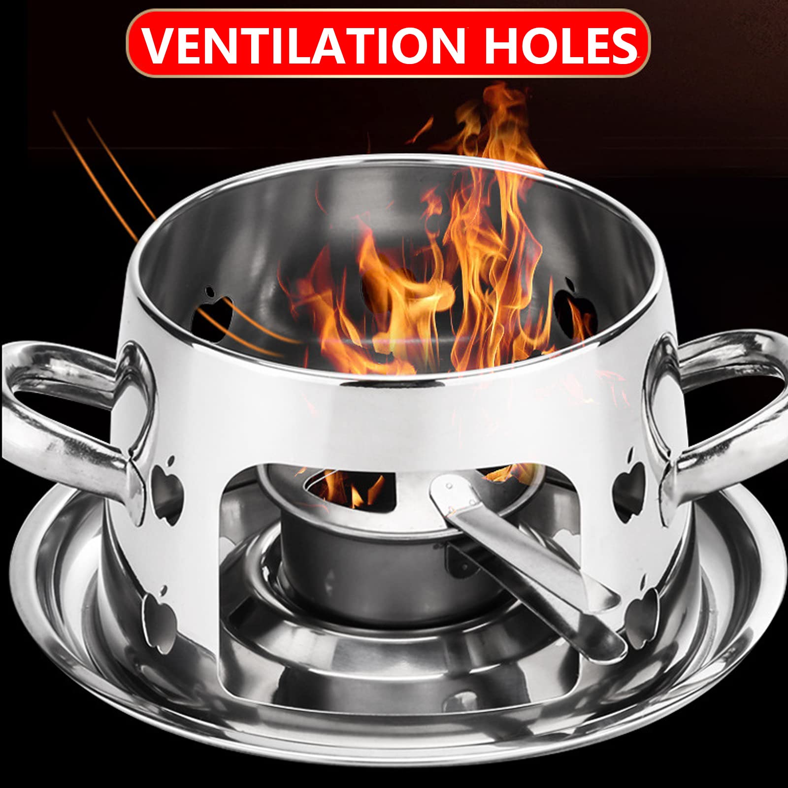 Campingkocher für Innenraum Mit Topf Camping Spirituskocher, Mini Tragbarer Camping Alkoholkocher, Kochtopf-Set Spiritusbrenner, Spiritus kocher für Hot Pot Grillen Picknick