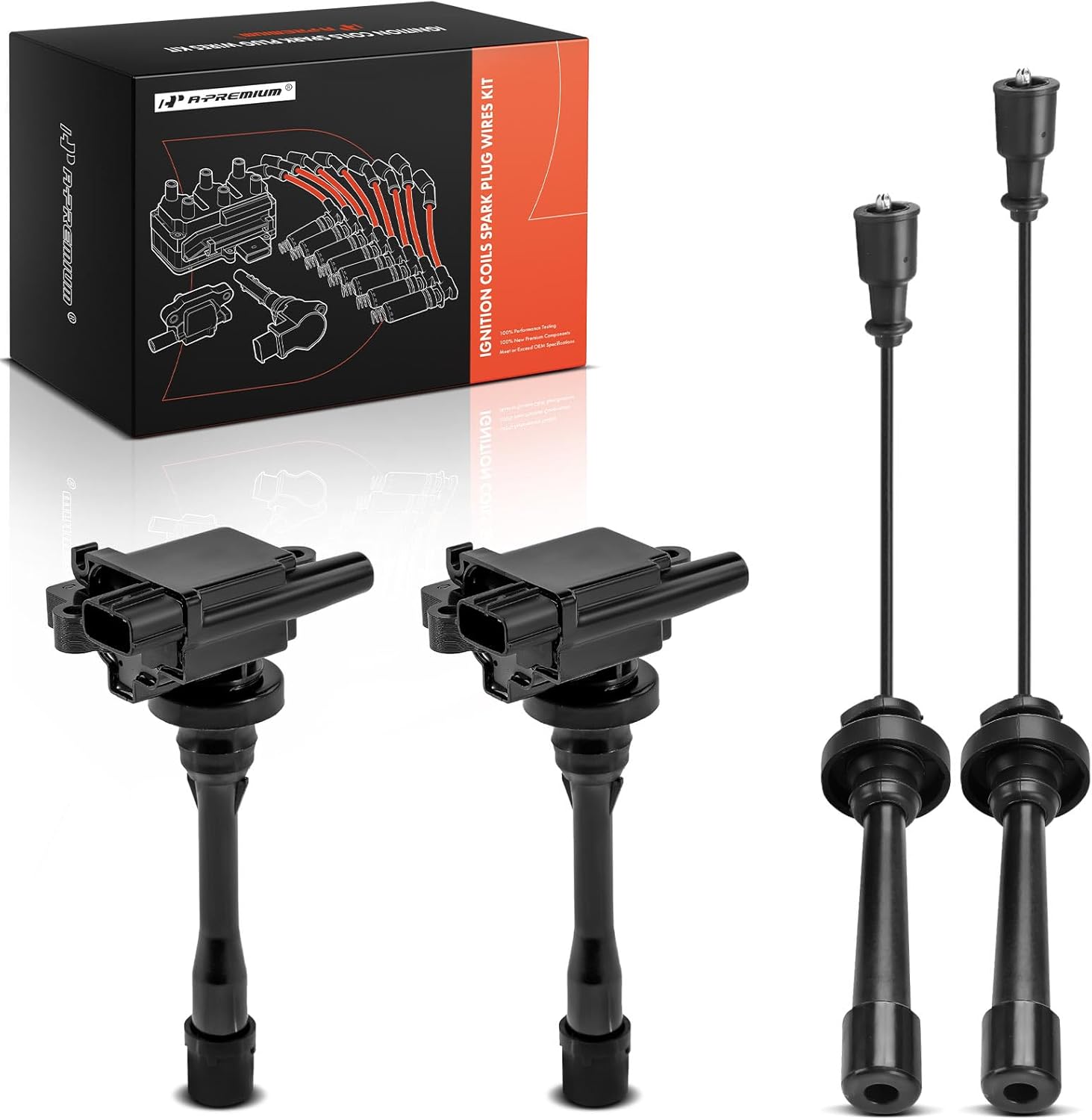 A-Premium 2 Ignition Coils with 2 Wire Compatible with Mitsubishi Outlander 2003, Mirage 1997-2002, Lancer, Eclipse, Galant & Chrysler Sebring & Dodge Stratus, 1.8L 2.0L 2.4L
