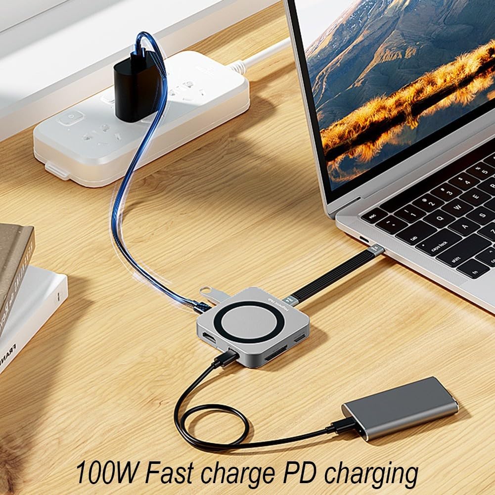 Magnetyczna obudowa SSD M.2 2230 NVMe ze stopu aluminium, szara, 10 Gb/s, 4K 60 Hz, USB-C, czytnik kart SDTF, kompaktowa konstrukcja, 69,5 x 69,5 mm