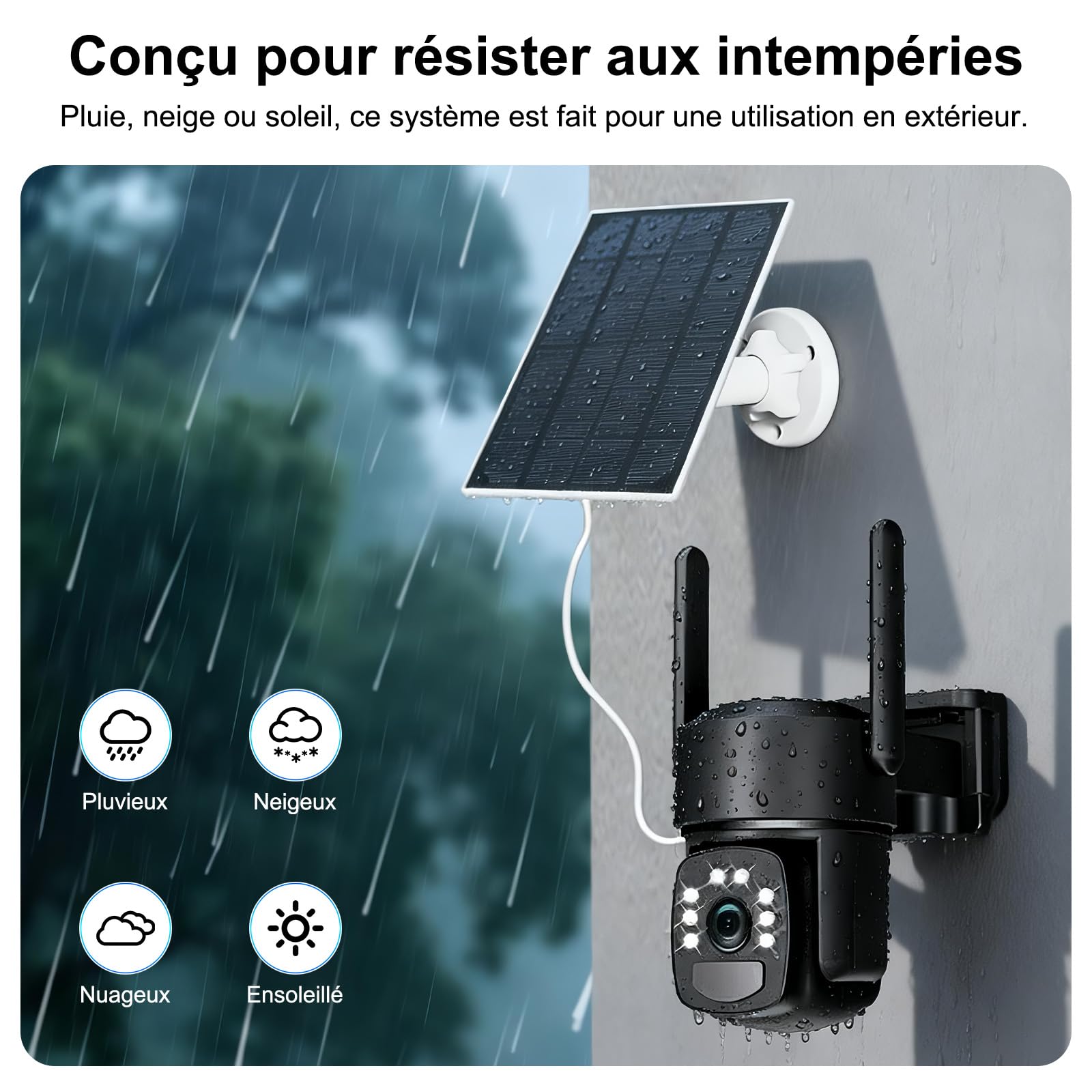 4K Camera Surveillance WiFi Exterieure sans Fil,Kit de 4 Caméras Solaires Extérieur avec Home Station,sans Abonnement,Stockage Local Intégré 32 Go,360° PTZ,Suivi Automatique,Vision Nocturne,2,4/5 GHz