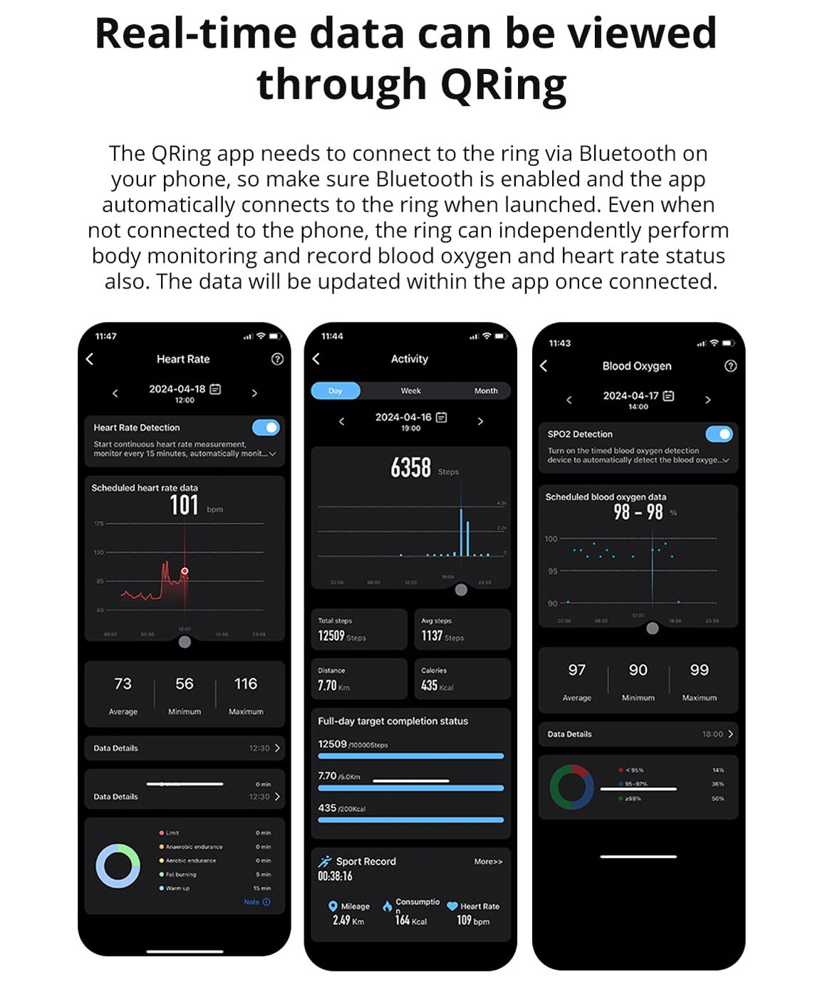 Anello fitness tracker con scatola di ricarica, app, monitoraggio della frequenza cardiaca, monitoraggio del sonno, contapassi e calorie, senza costi di abbonamento, anello intelligente per uno stile