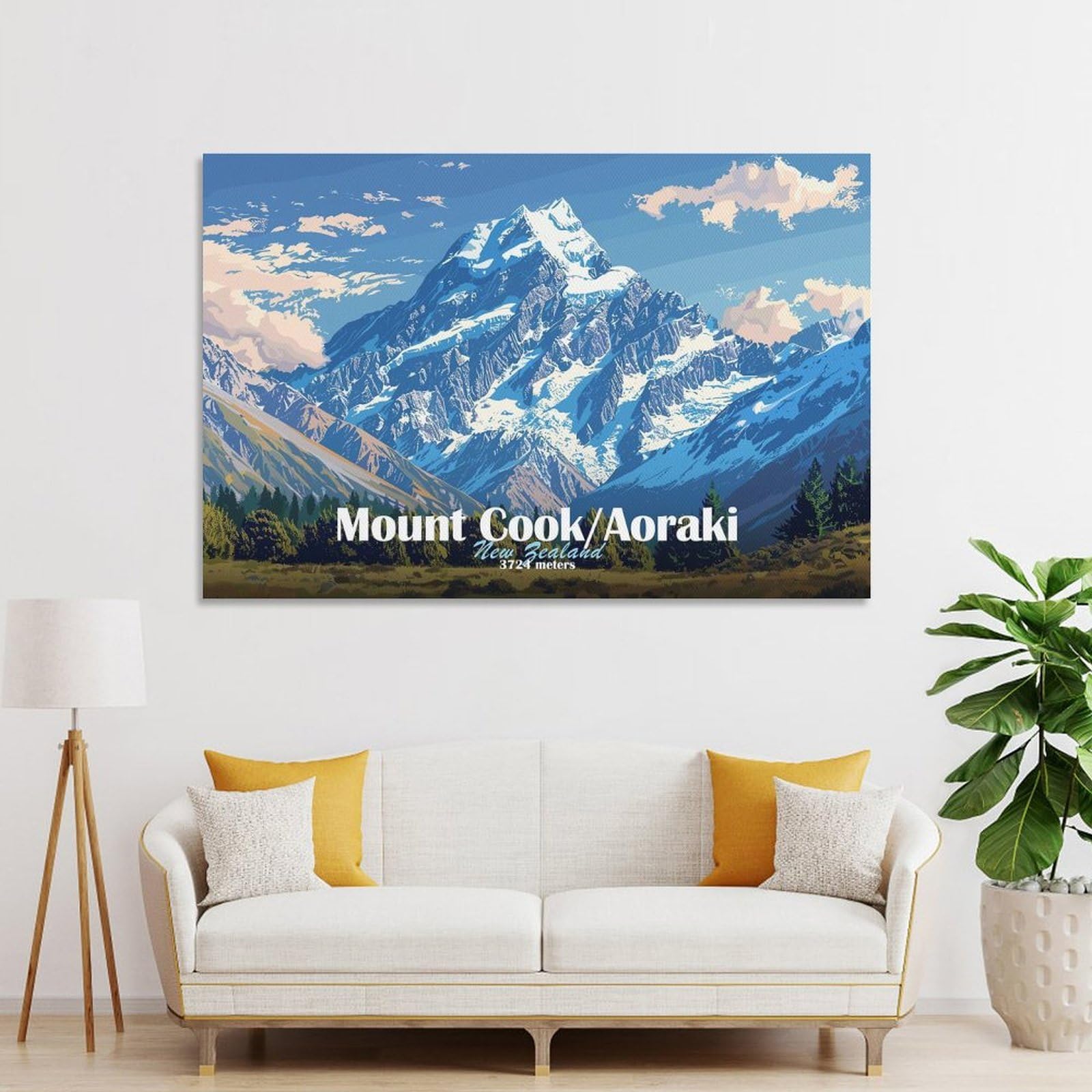 Junmoney Unframe-Style-5 Mount Cookaoraki, New Zealand Decorative Wall Artwork 08X12inch(20X30cm), For Entrance Spaces, Stair Walls Or Halls, A Stylish Accent For Home Entrances