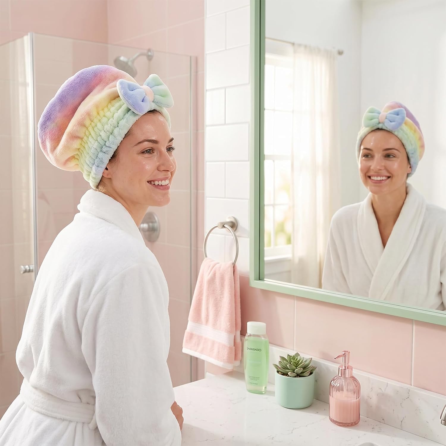 Microfiber Hair Towel Wrap, Super Absorbent, Fast Drying, Soft, for Wet Hair, Home Use, 2 Pack