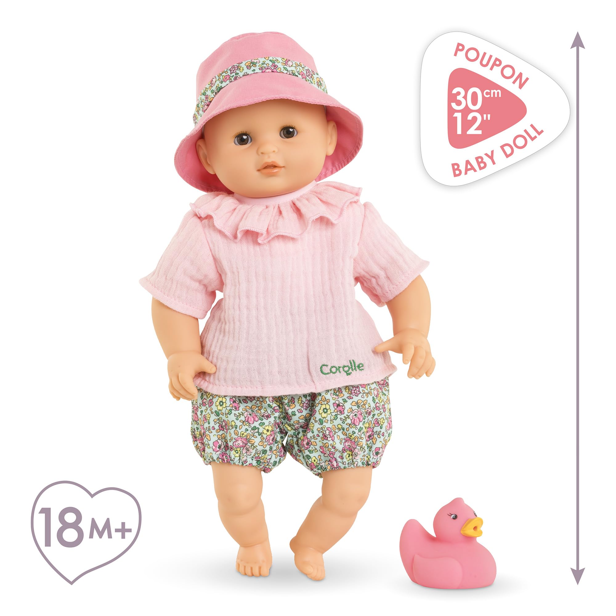 Corolle - Mon Premier Poupon, Bébé Bain Coralie, avec Jouet de Bain Canard, 30cm, dès 18 Mois, 9000100870