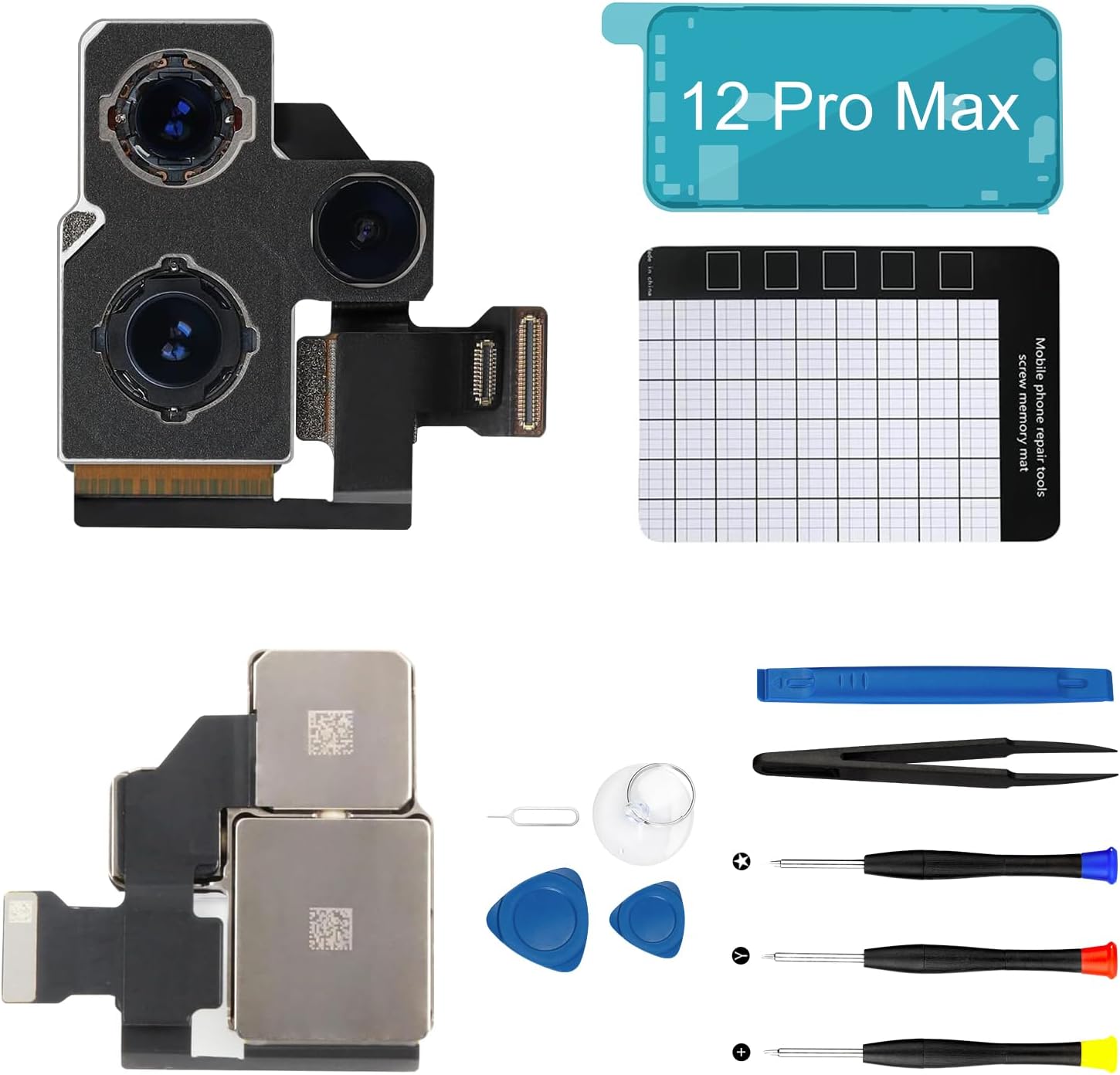 for iPhone 12 Pro Max Back Rear Main Camera Replacement A2342 A2410 A2412 A2411 Module OEM 12MP with Repair Kit