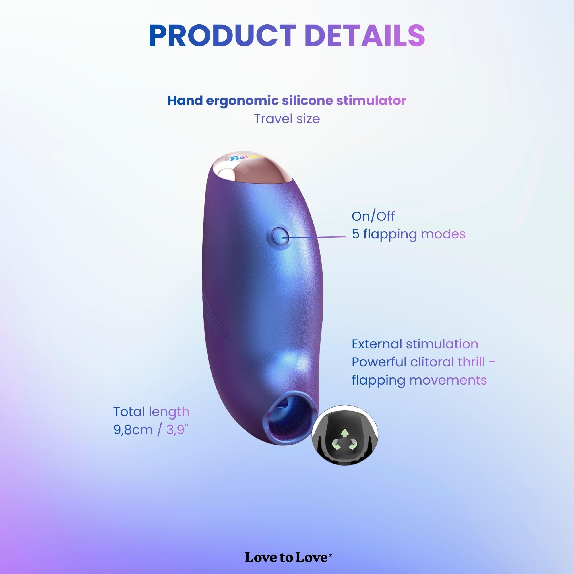 Love to Love Believer – Stimolatore clitorideo a suzione con tecnologia flapping, sex toy da donna telecomandato in silicone, ricaricabile, impermeabile IPX7, formato viaggio