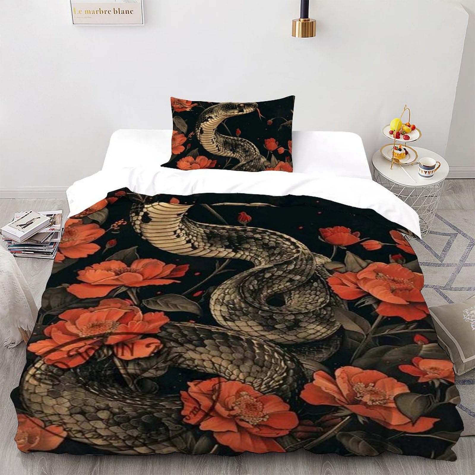 Housse de couette serpent anti-plis en microfibre avec zip 135x200